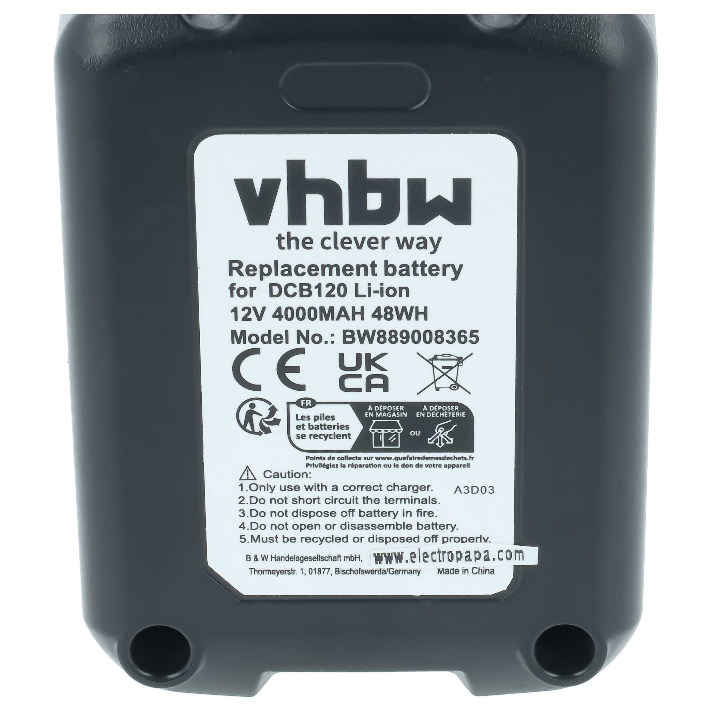 Akku (3x Stück) 12V als Ersatz für Dewalt DCB127, DCB125, DCB123, DCB121, DCB120 - 4Ah, Li-Ion