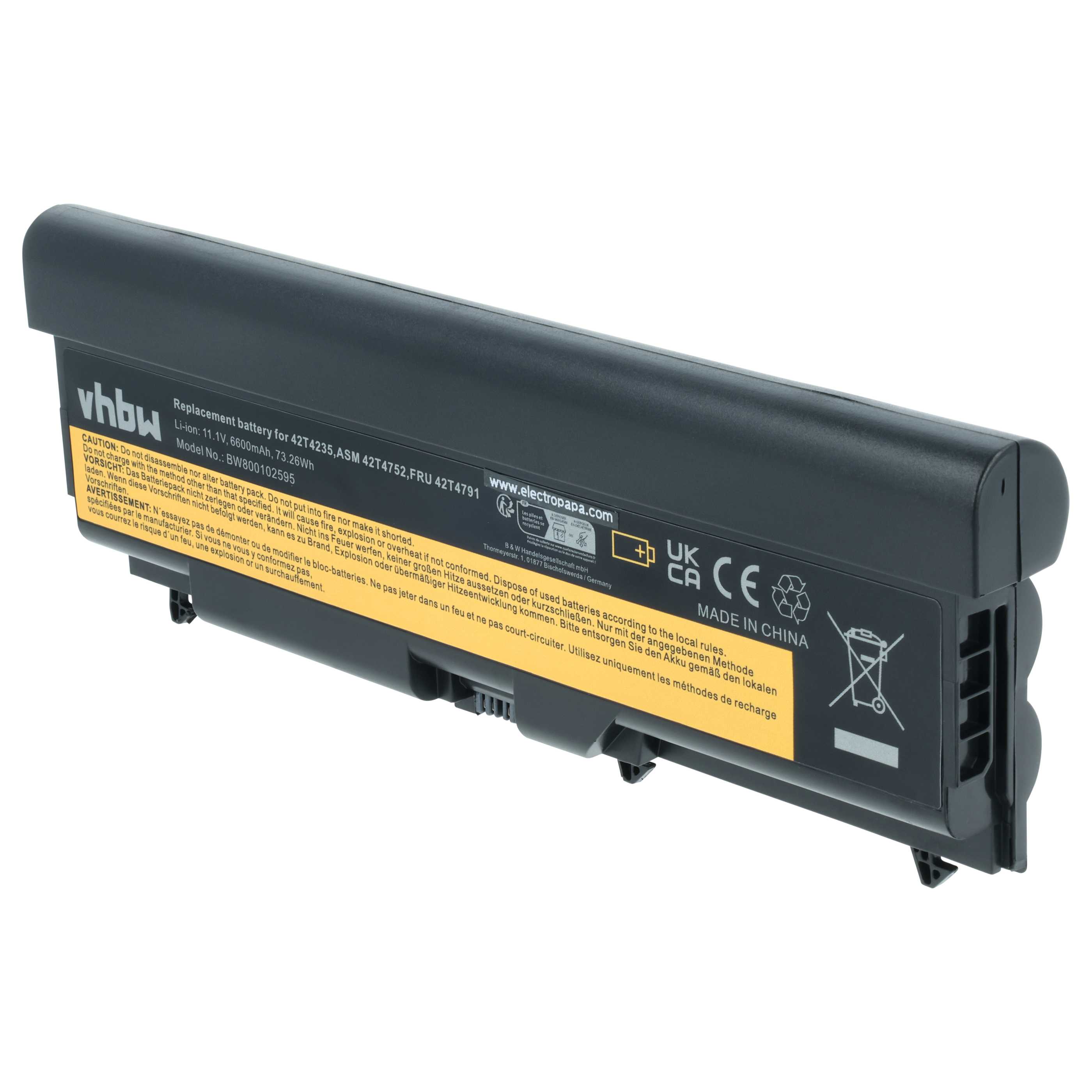Akumulator do laptopa zamiennik Lenovo 42T4710, 42T4708, 42T4709, 42T4235 - 6600 mAh 10,8 V Li-Ion, czarny