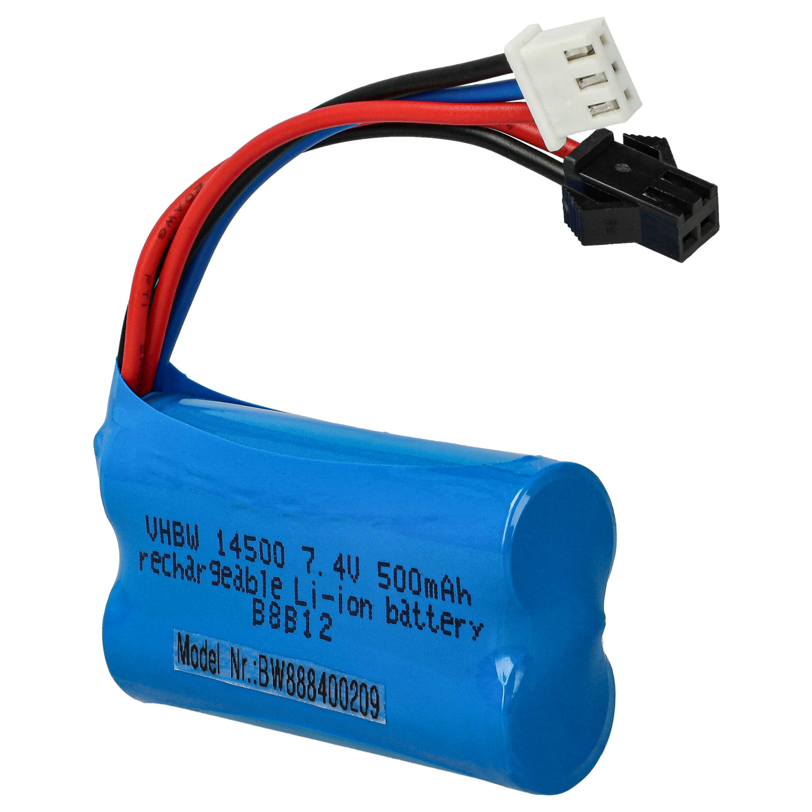 Batterie pour modèle radio-télécommandé - 500mAh 7,4V Li-ion, SM-2P