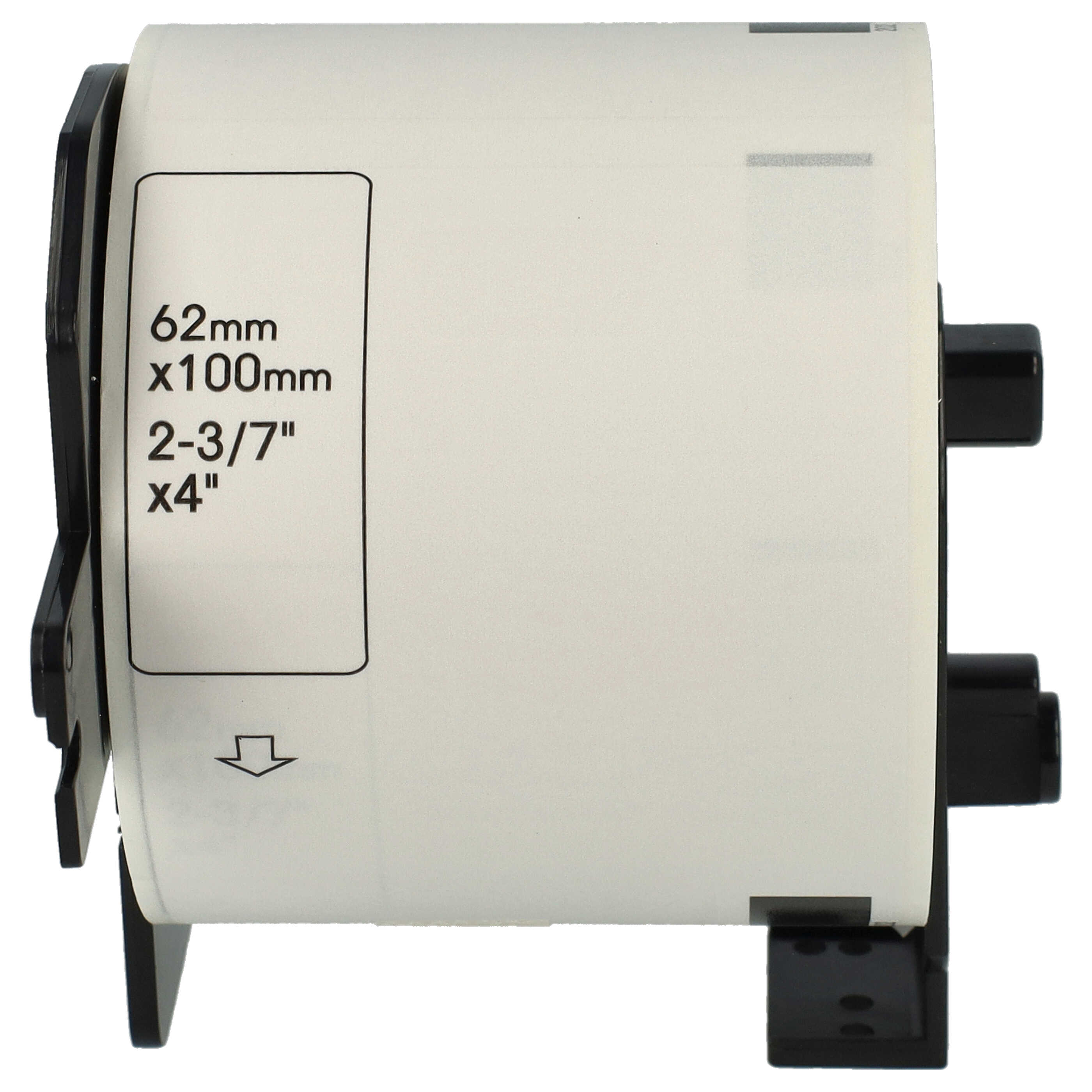 2x Label Roll replaces Brother DK-11202 Labeller - 62 mm x 100 mm + Holder