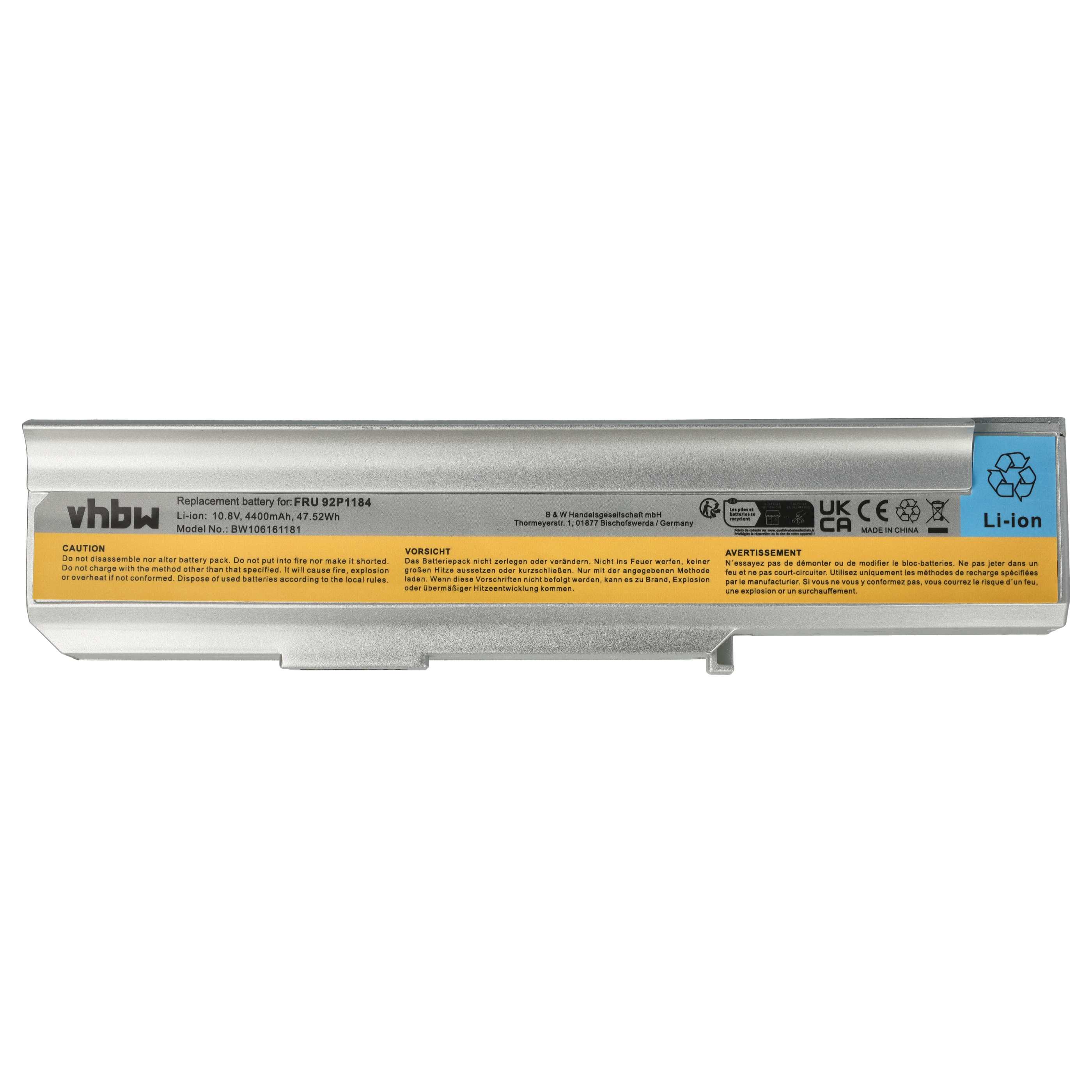 Akumulator do laptopa zamiennik Lenovo ASM 42T5213, 40Y8322, 40Y8315 - 4400 mAh 10,8 V Li-Ion, srebrny