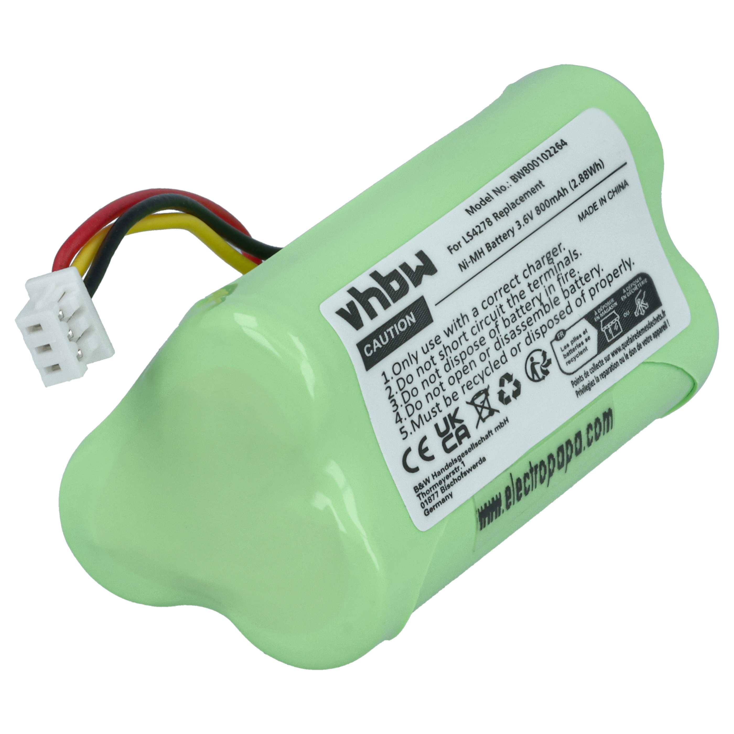 10x Akku als Ersatz für 82-67705-01, BTRY-LS42RAAOE-01 für Symbol Barcodescanner - 800mAh 3,6V NiMH
