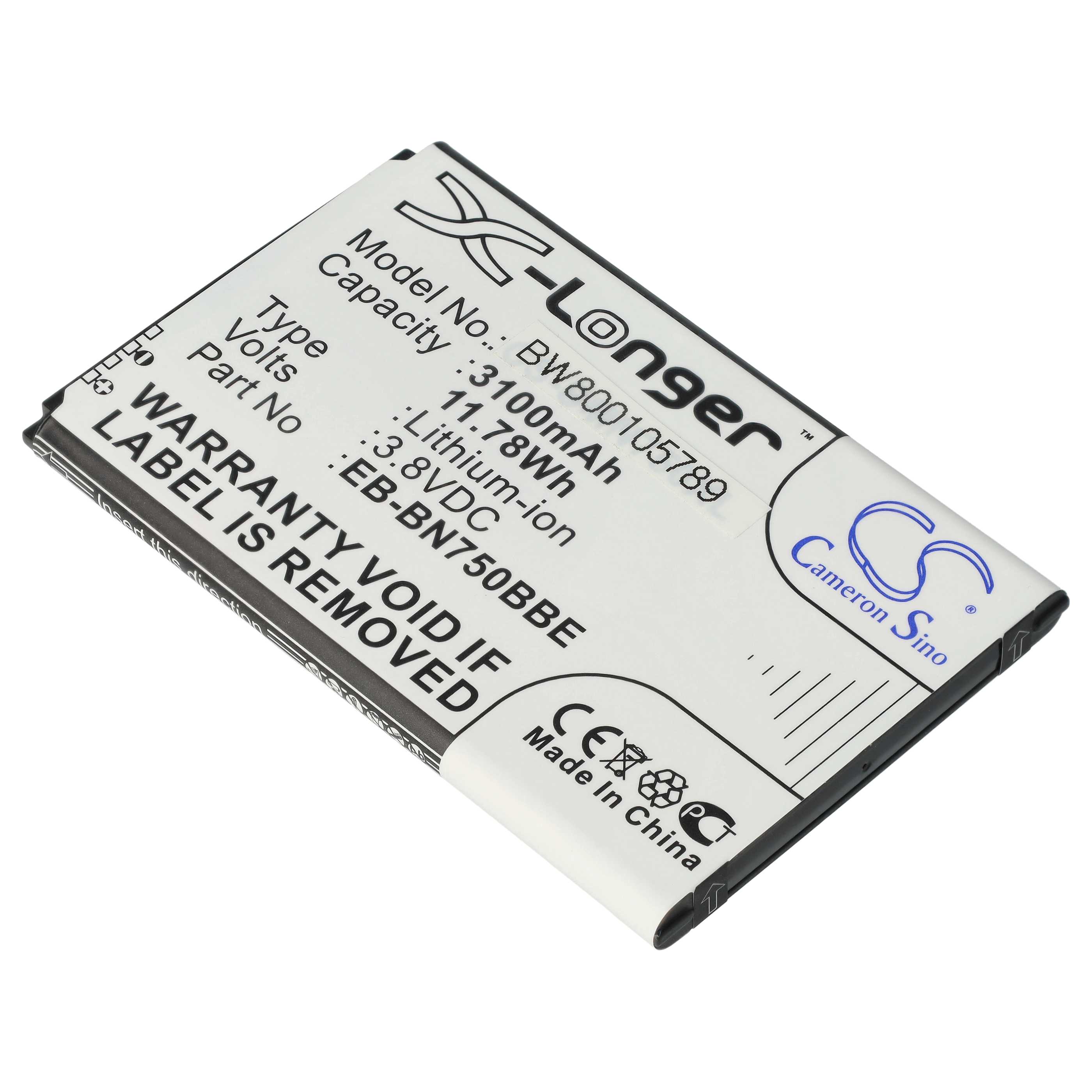 Tablet Battery replaces Samsung EB-BN750BBE, EB-BN750BBC - 3100 mAh 3.8 V Li-Ion