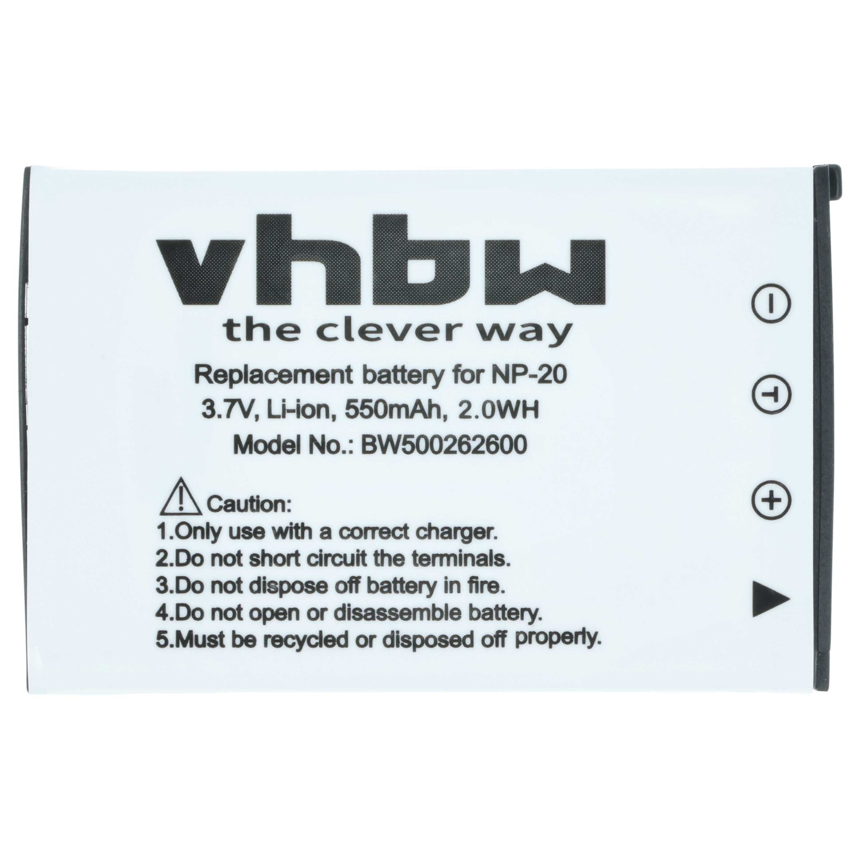 Battery replaces Casio NP-20DBA, NP-20 - 550mAh, 3.6V, Li-Ion