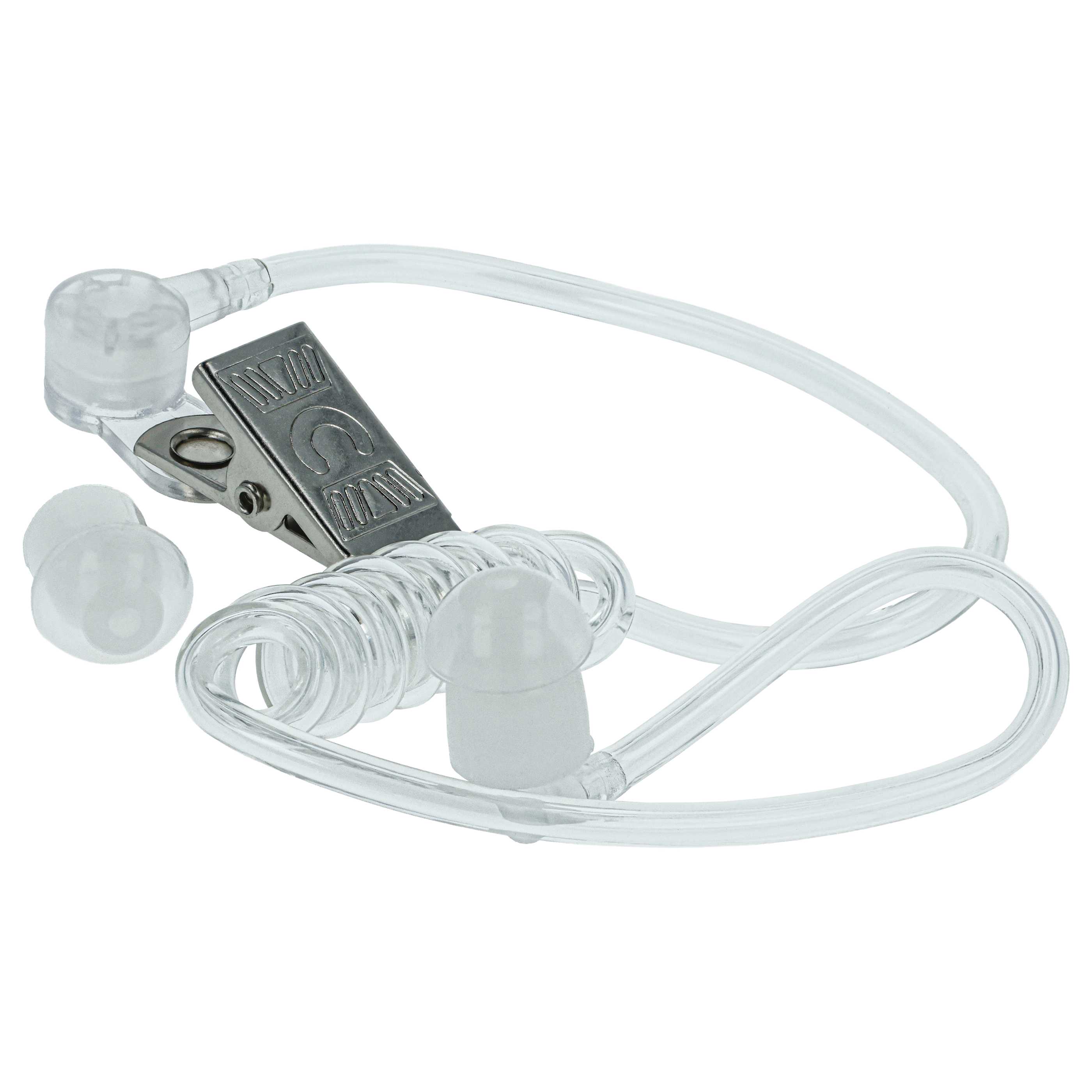 Schallschlauch passend für Motorola FTN6707 Headset - Mit Ohrolive, Adapter + Clip, transparent, weiß