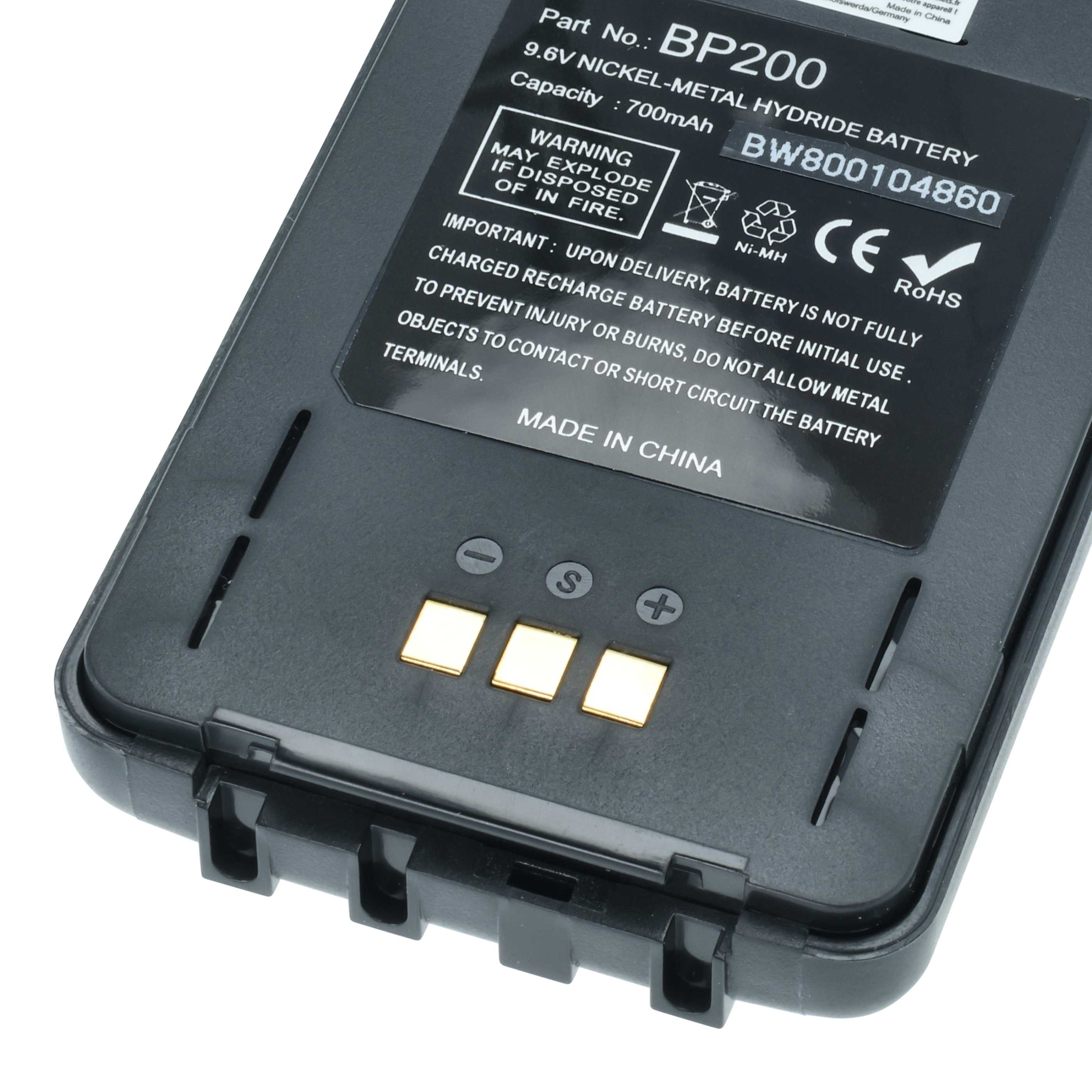 Radio Battery replaces Icom BP-200, BP-200L, BP-200H, BP-200XL, BP-200M - 750 mAh 9.6 V NiMH + Belt Clip