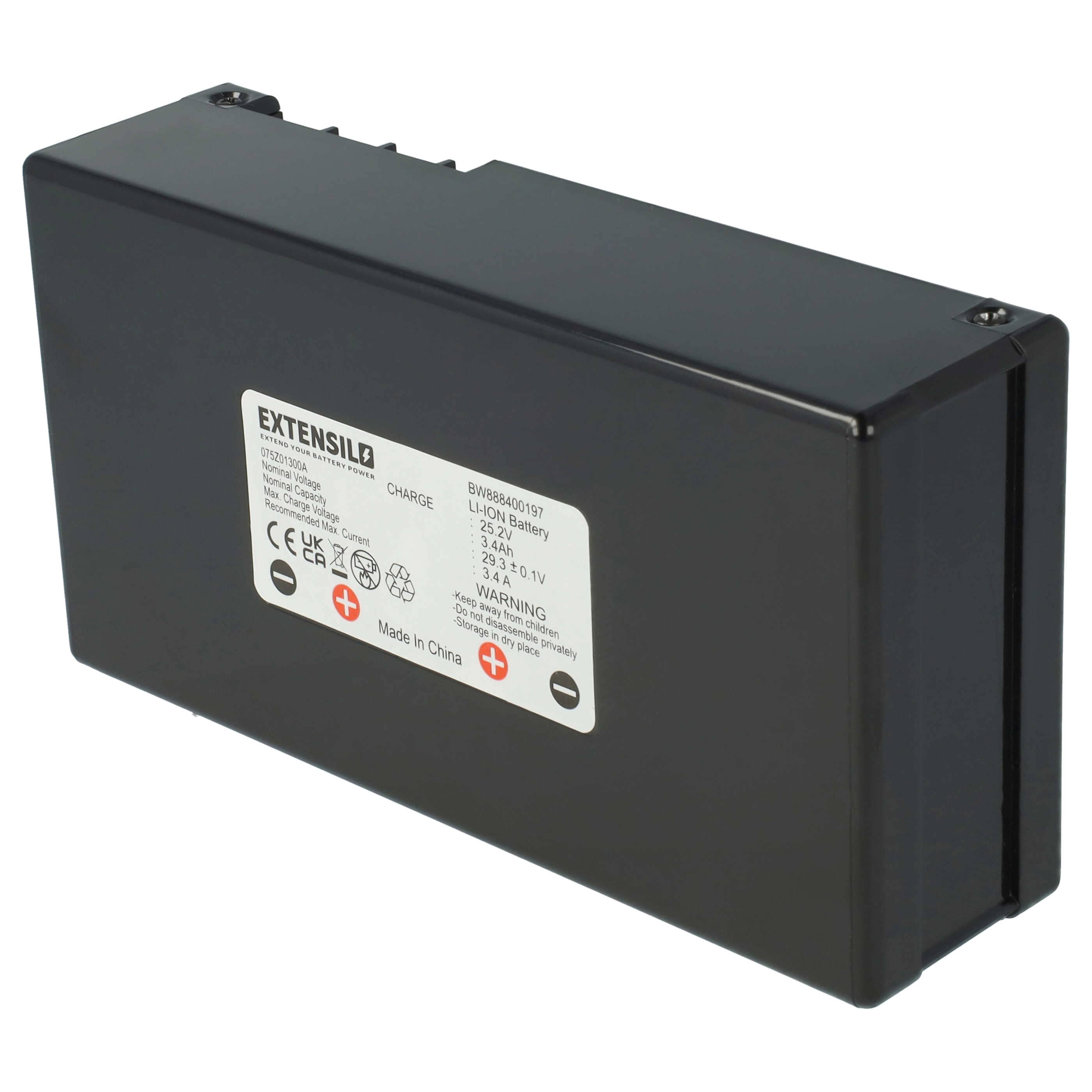 Lawnmower Battery Replacement for Ambrogio 6060BA0 - 3400mAh 25.2V Li-Ion, black