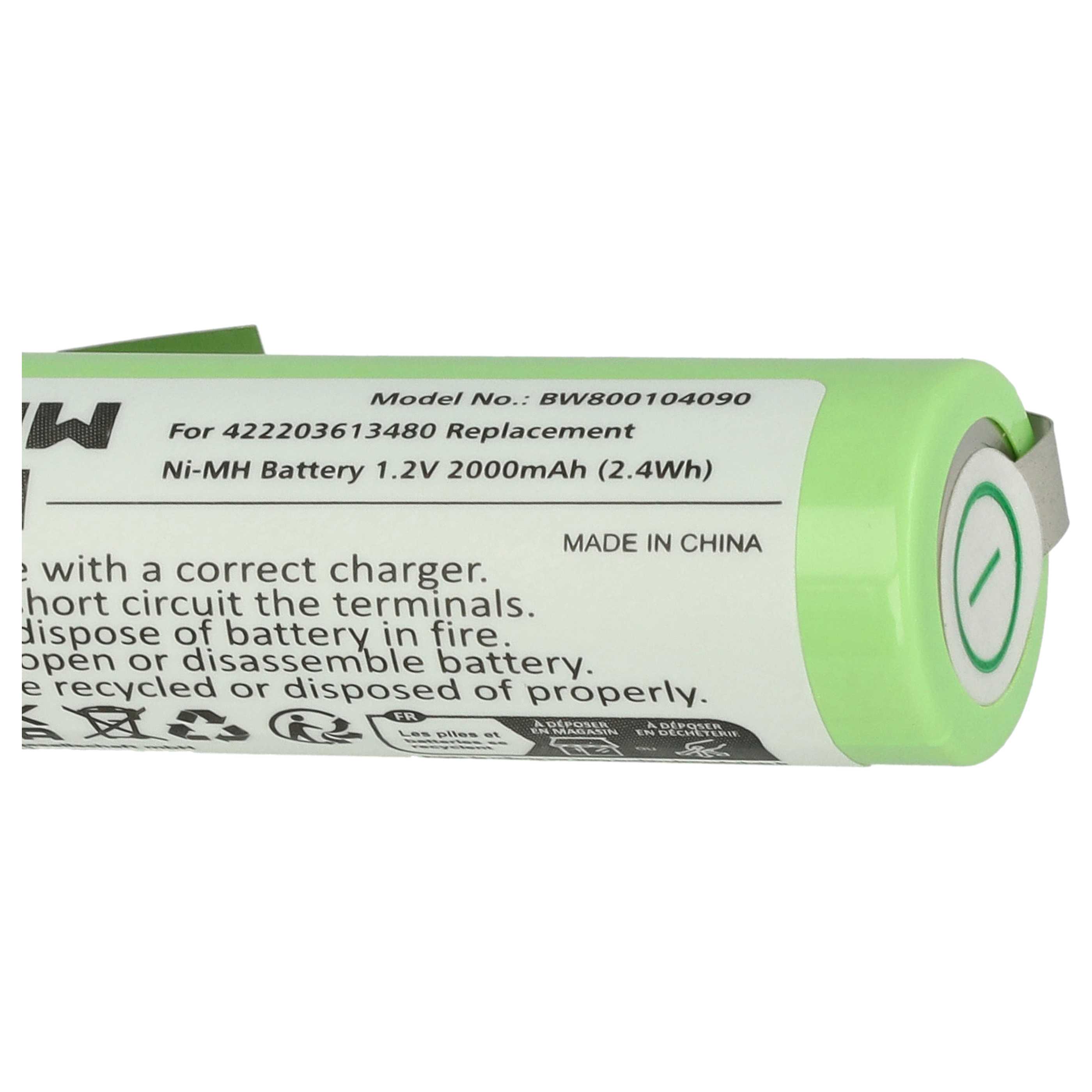 Electric Razor Battery Replacement for Philips 422203613480 - 2000 mAh 1.2 V NiMH