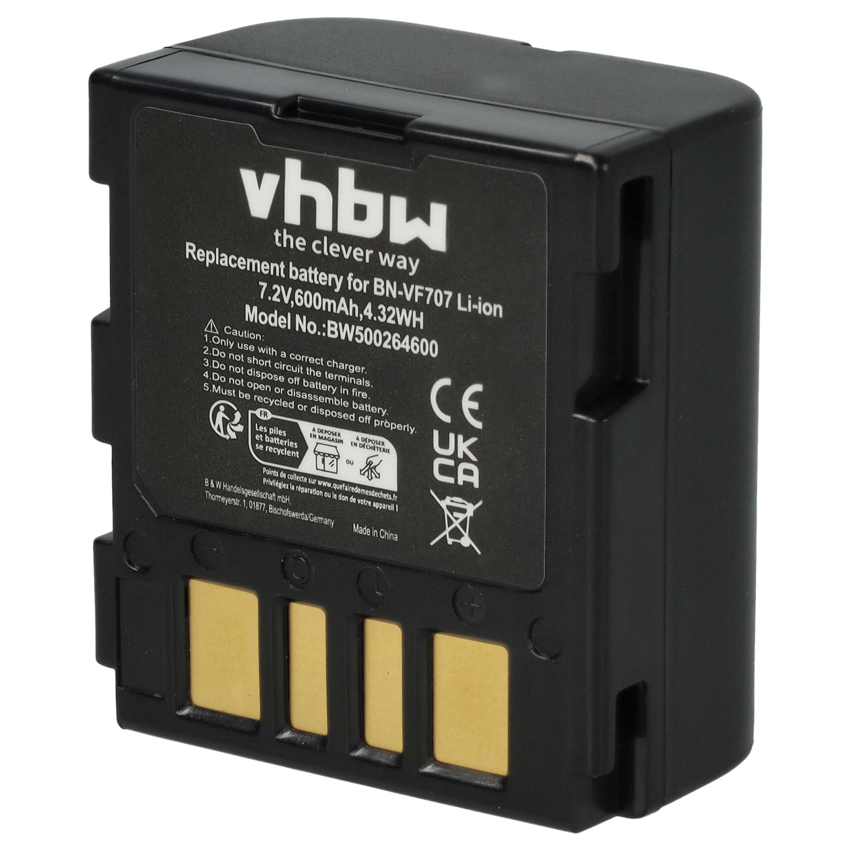 Videocamera Battery replaces JVC BN-VF707U, BN-VF714U, BN-VF714, BN-VF733, BN-VF707 - 600 mAh 7.2 V Li-Ion