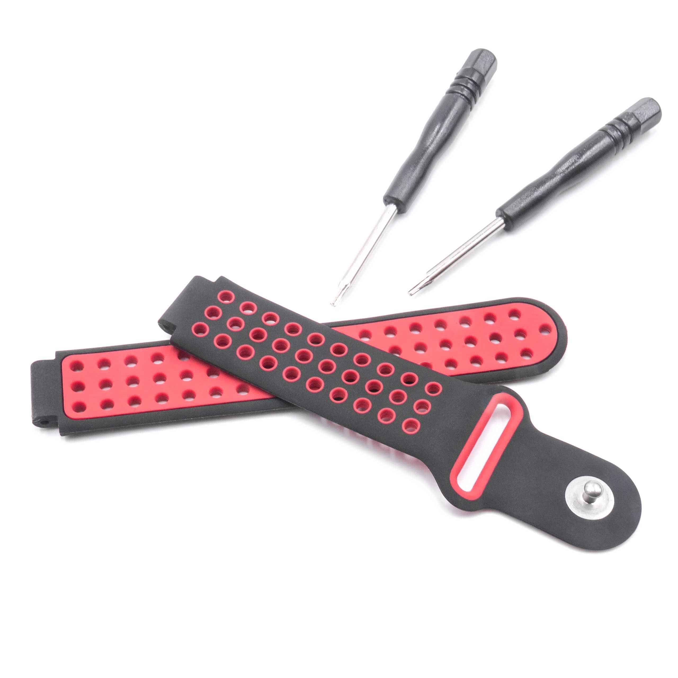 cinturino per Garmin Forerunner / Approach Smartwatch - 12 cm lunghezza, 22mm ampiezza, silicone, nero, rosso