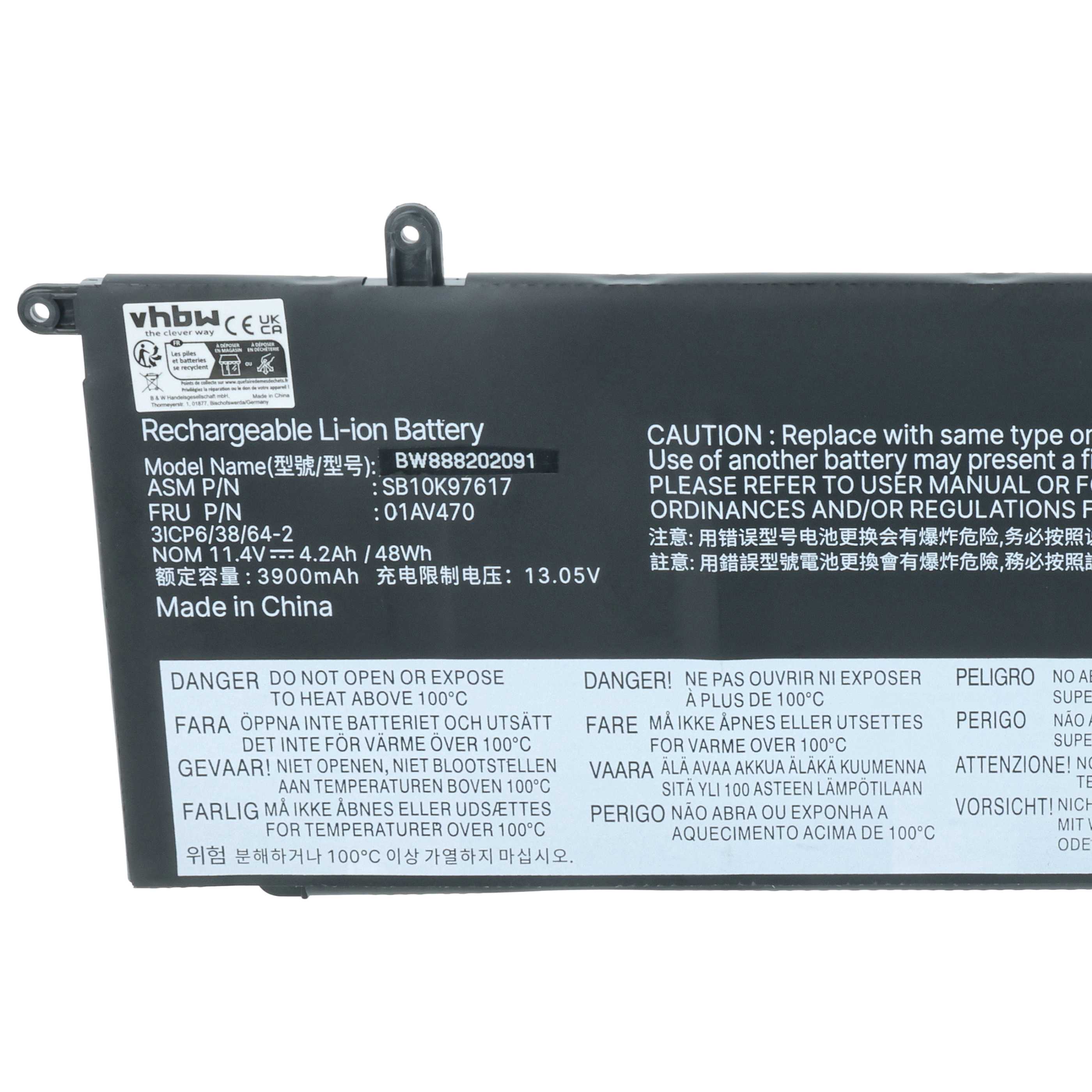 Akumulator do laptopa zamiennik Lenovo 01AV431, 01AV472, 01AV470, 01AV471 - 4050 mAh 11,46 V LiPo, czarny
