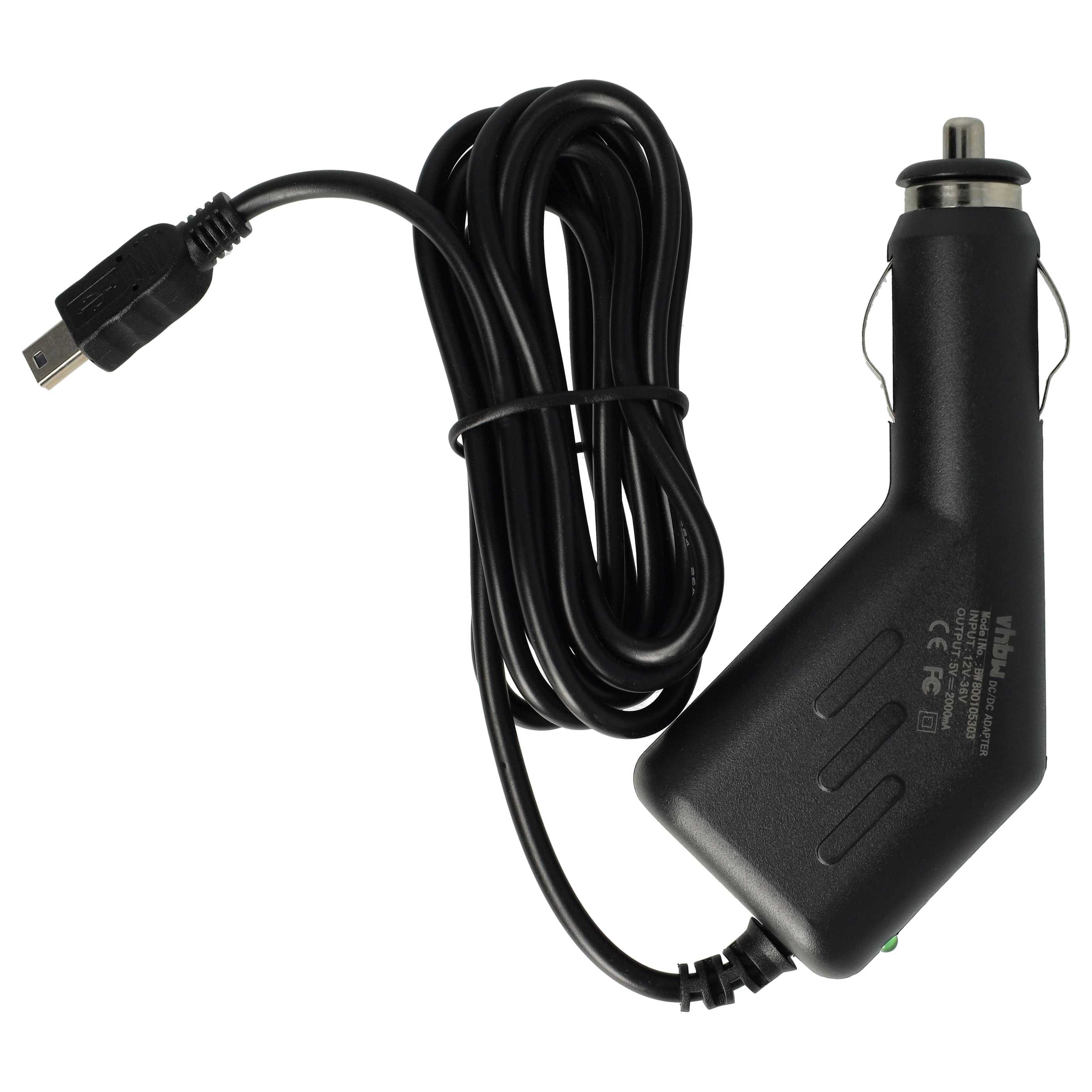 Mini-USB Car Charger Cable 2.0 A suitable forDevices like GPS, Sat Navs