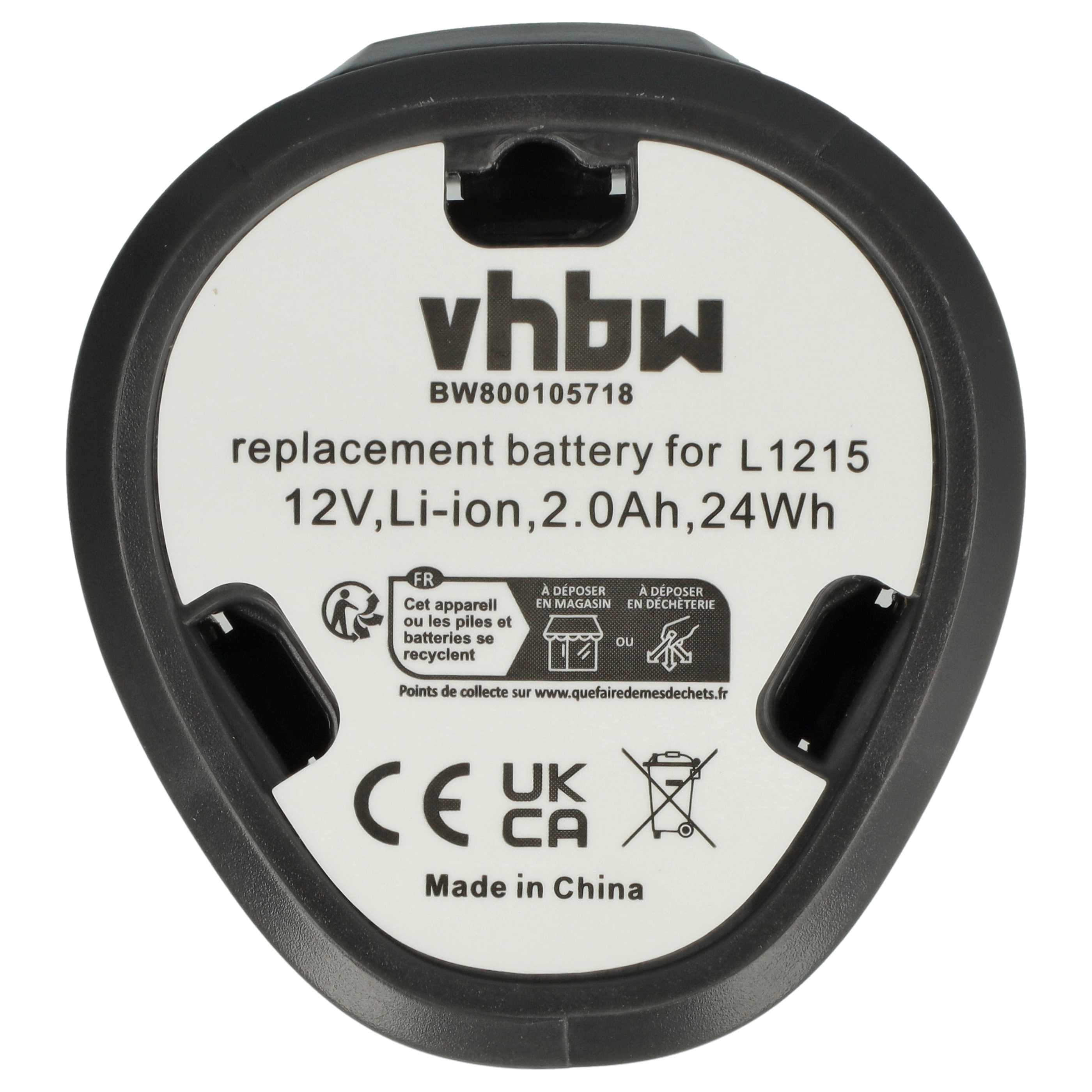 Battery replaces AEG 4932352824, 584932, 4932, 3520, 3526 for Electric Power Tool - 2000 mAh, 12 V, Li-Ion