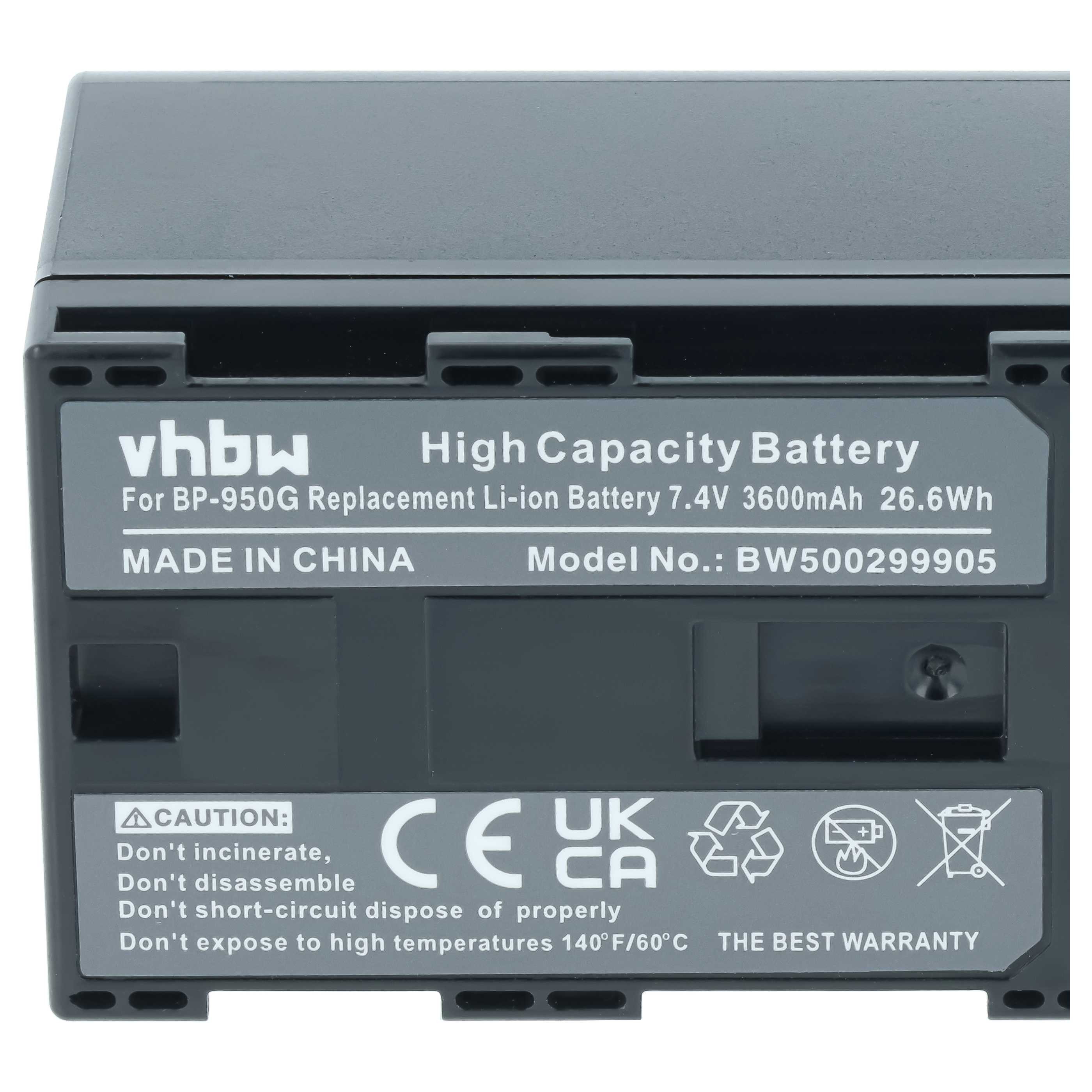 Videocamera 3x Battery replaces Canon BP-975, BP-955, BP-925, BP-950G - 3600 mAh 7.4 V Li-Ion
