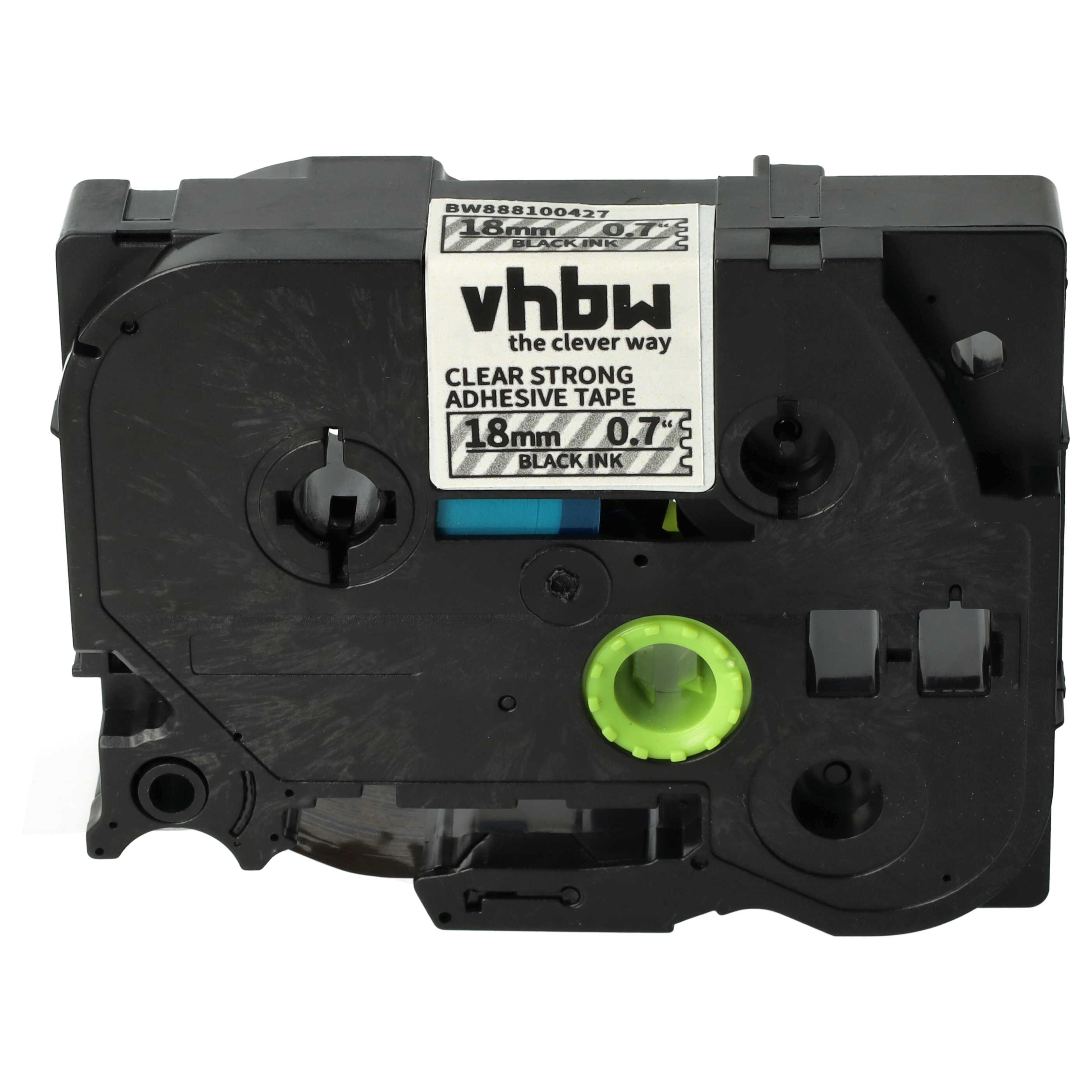 Label Tape as Replacement for Brother TZE-S141 - 18 mm Black to Transparent, Extra Stark