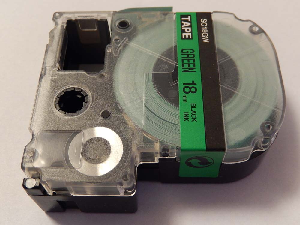 Schriftband als Ersatz für Epson LC-5GBP - 18mm Schwarz auf Grün