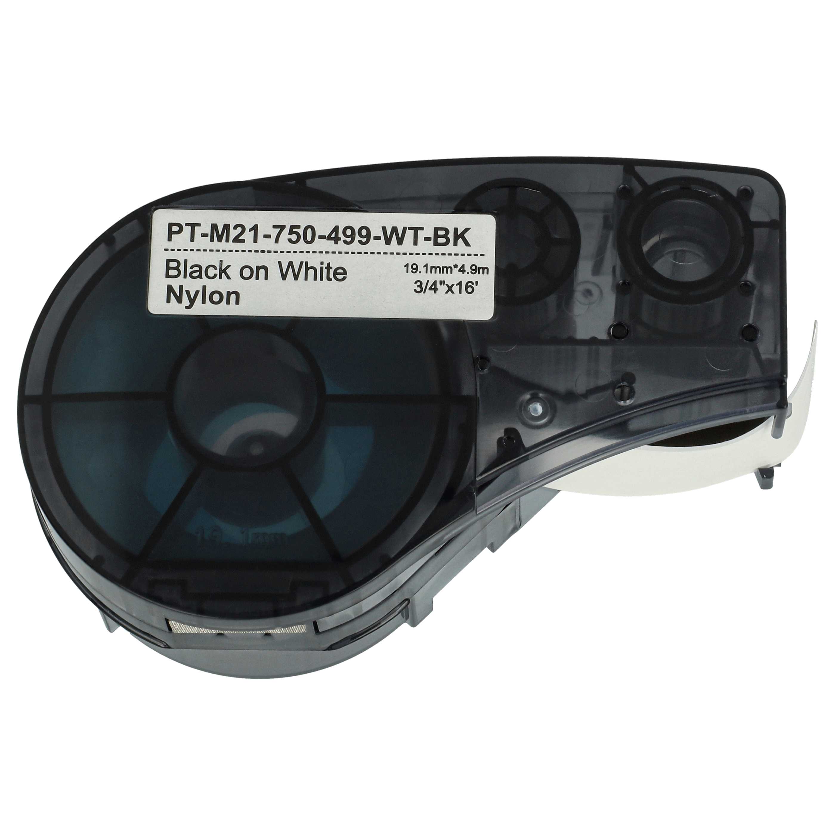 Cassette à ruban remplace Brady BM21-750-499 - 19,05mm lettrage Noir ruban Blanc, nylon