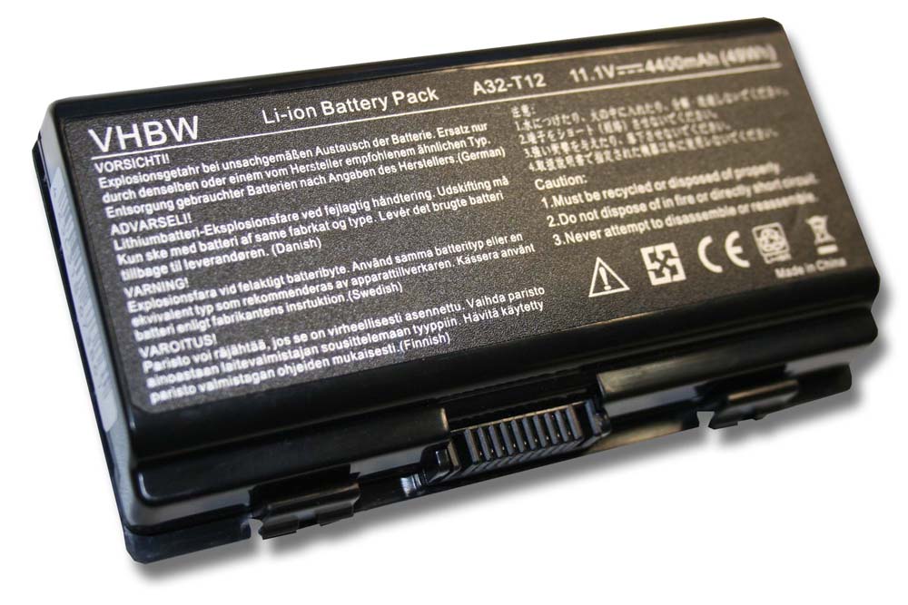Batterie remplace Asus 90-NQK1B1000Y, A32-C51, A32-T12 pour ordinateur portable - 4400mAh 11,1V Li-ion, noir