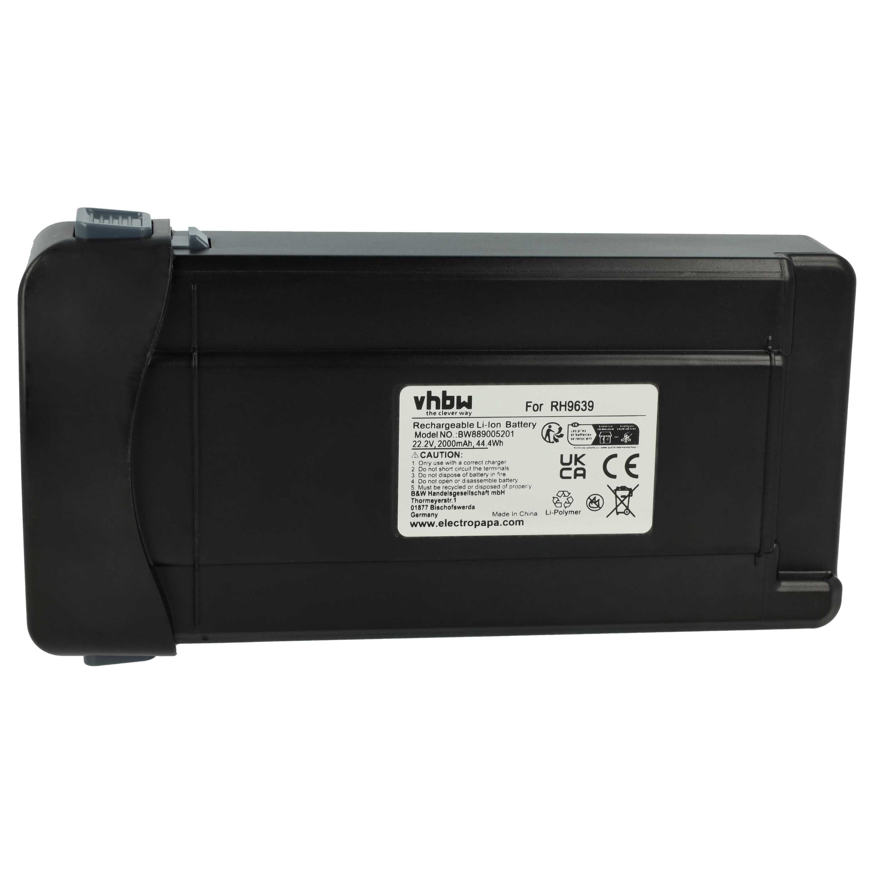 Battery replaces ZR307G01, RS-2230002213, ZR009700, SS-2230002963 for Tefal etc. 2000mAh, 22.2V, Li-Ion