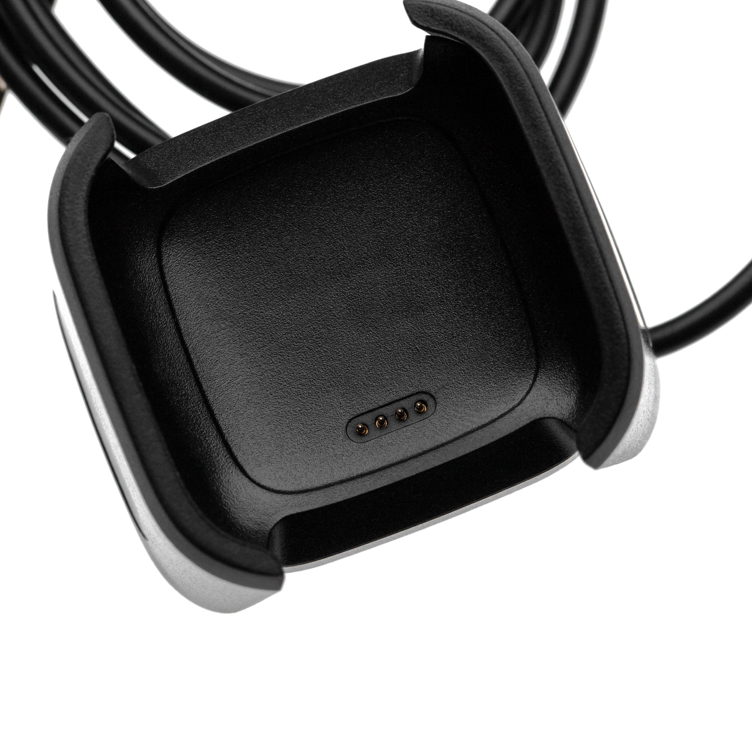 Cable de carga USB para smartwatch Fitbit Versa, Versa 2, Versa Lite - negro 100 cm