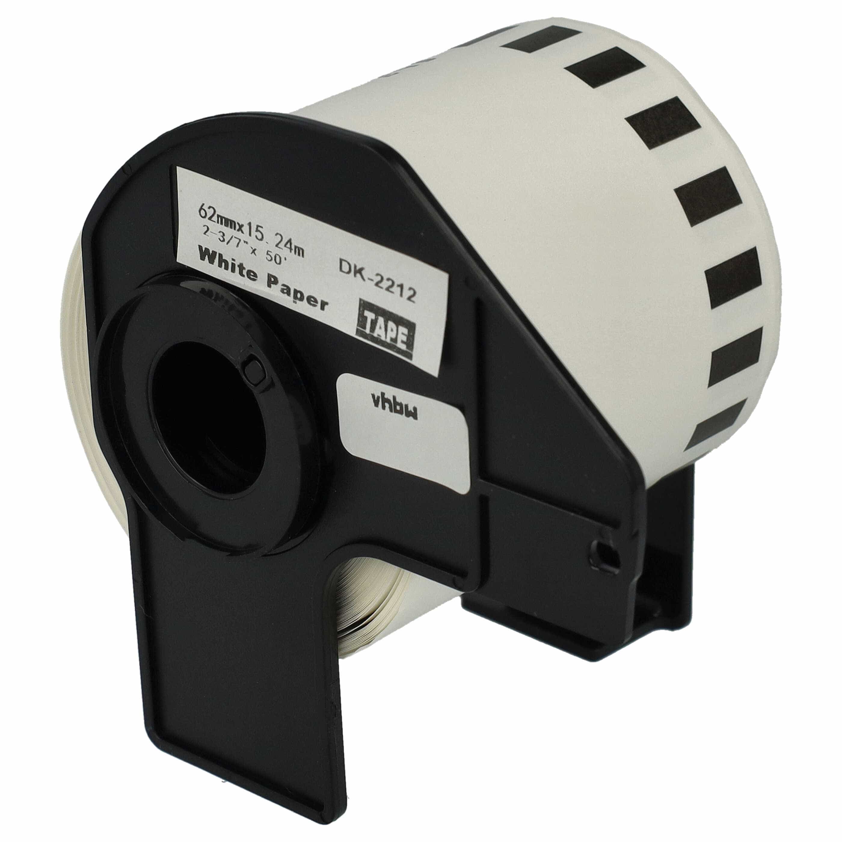 Rotolo etichette sostituisce Brother DK-22212 per etichettatrice - Premium 62mm x 15,24m + supporto