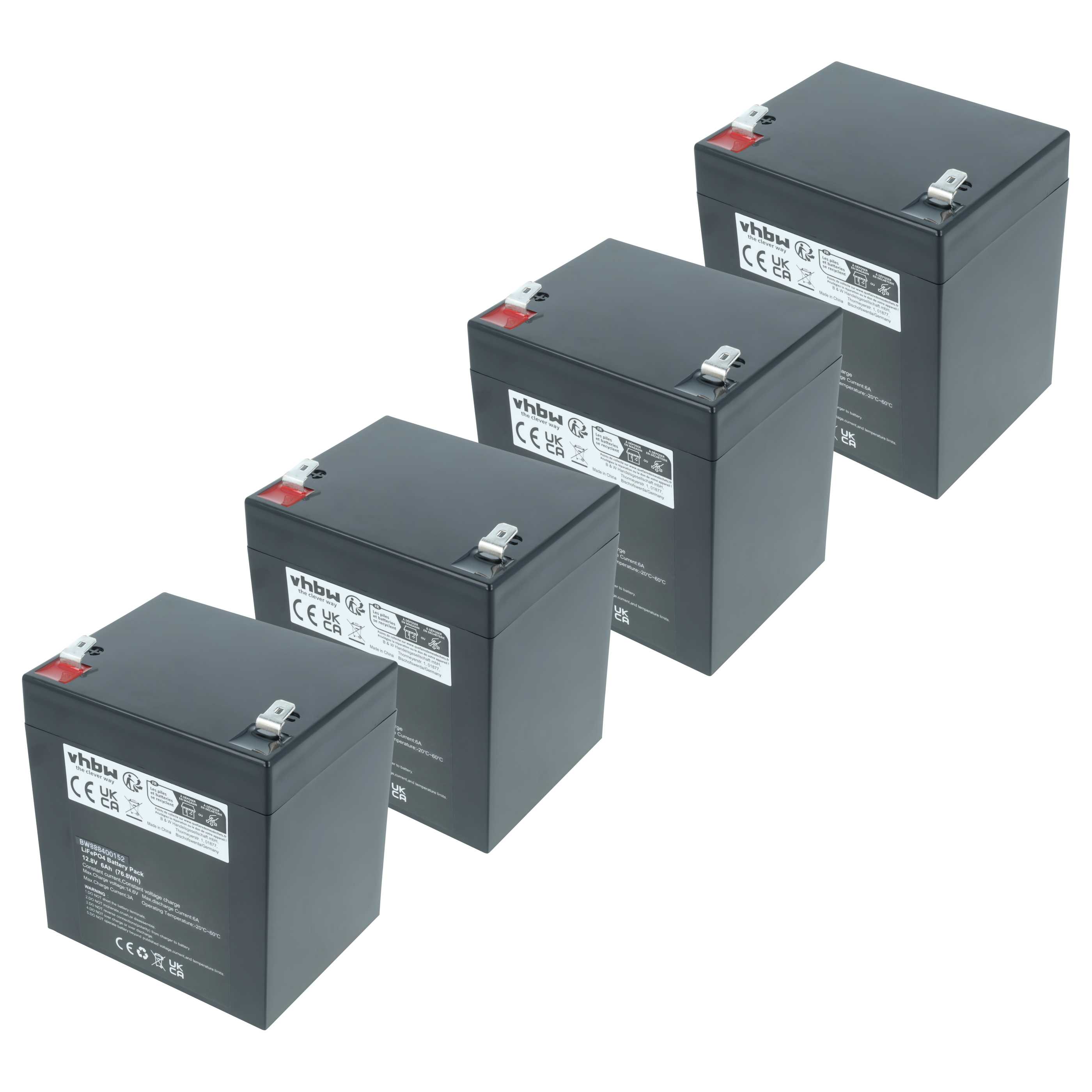 4x Batteria sostituisce APC RBC44, RBC43, RBC140 per altoparlanti - 6Ah 12,8V LiFePO4