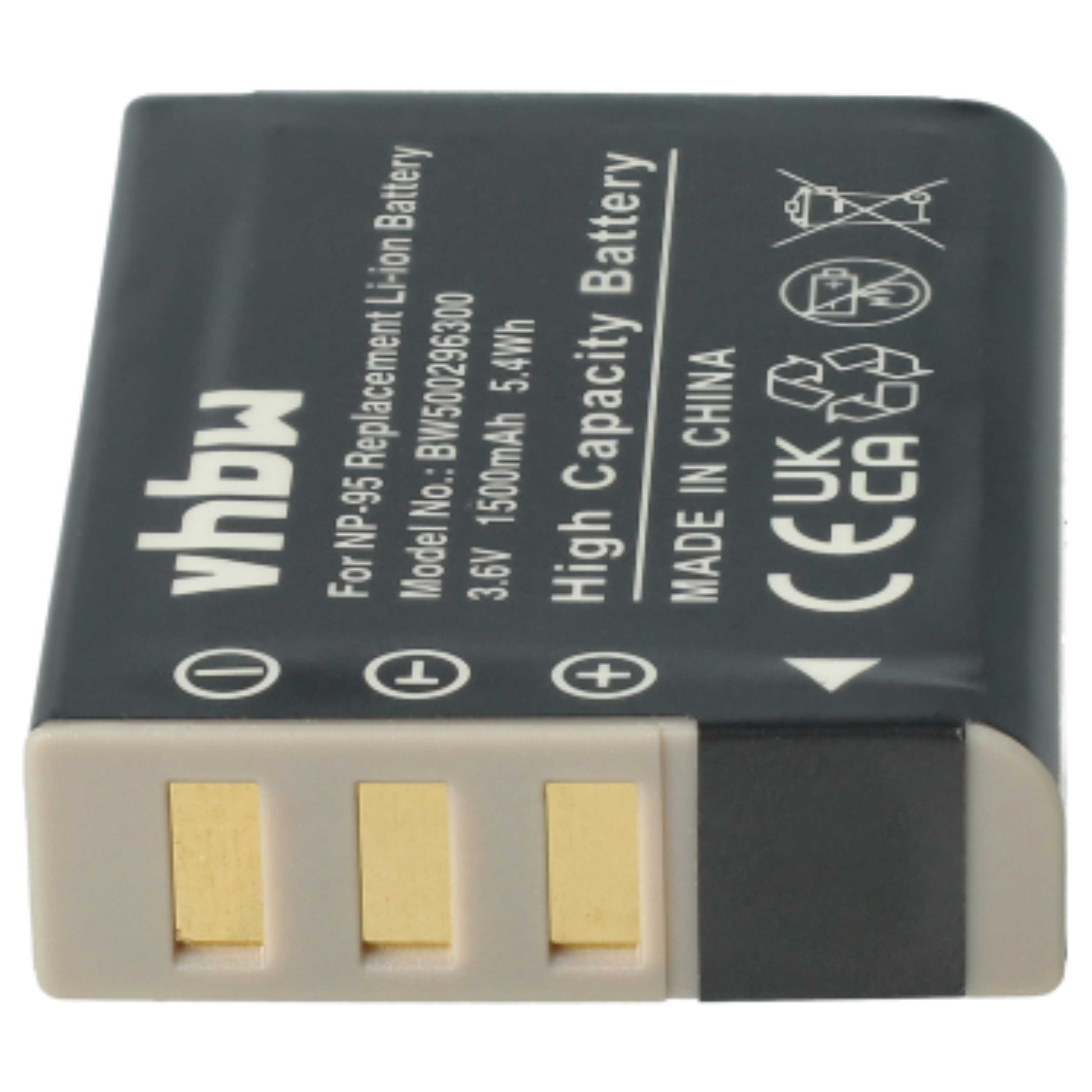 3x Battery replaces Fujifilm NP-95 - 1500mAh, 3.6V, Li-Ion
