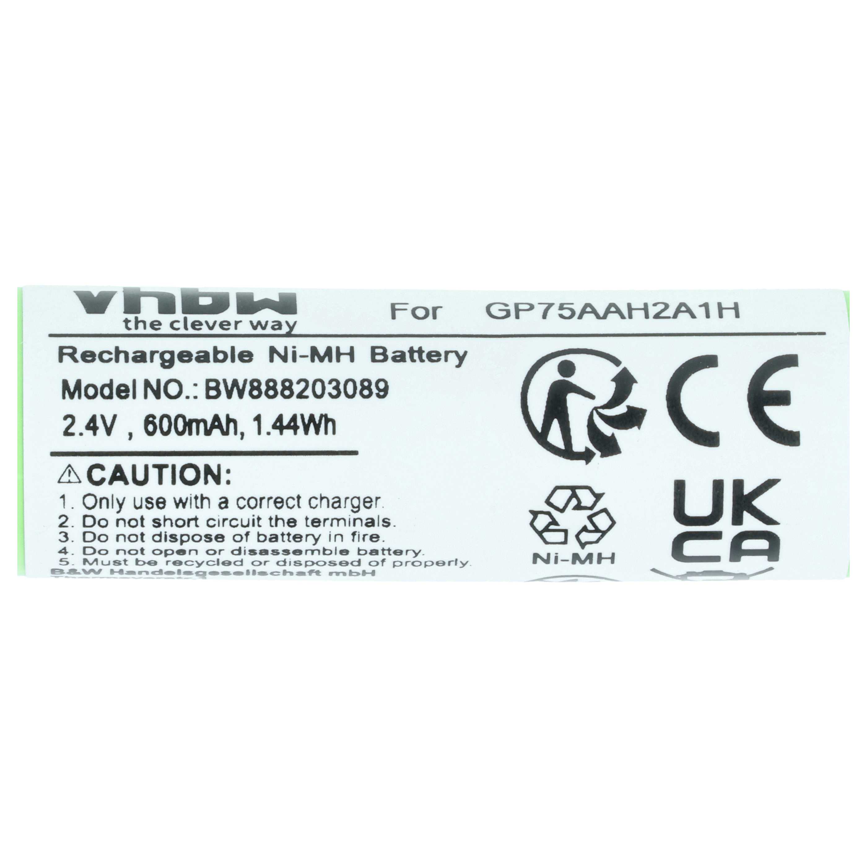 Batteria per spazzolino elettrico sostituisce Omron GP75AAH2A1H - 600mAh 2,4V NiMH
