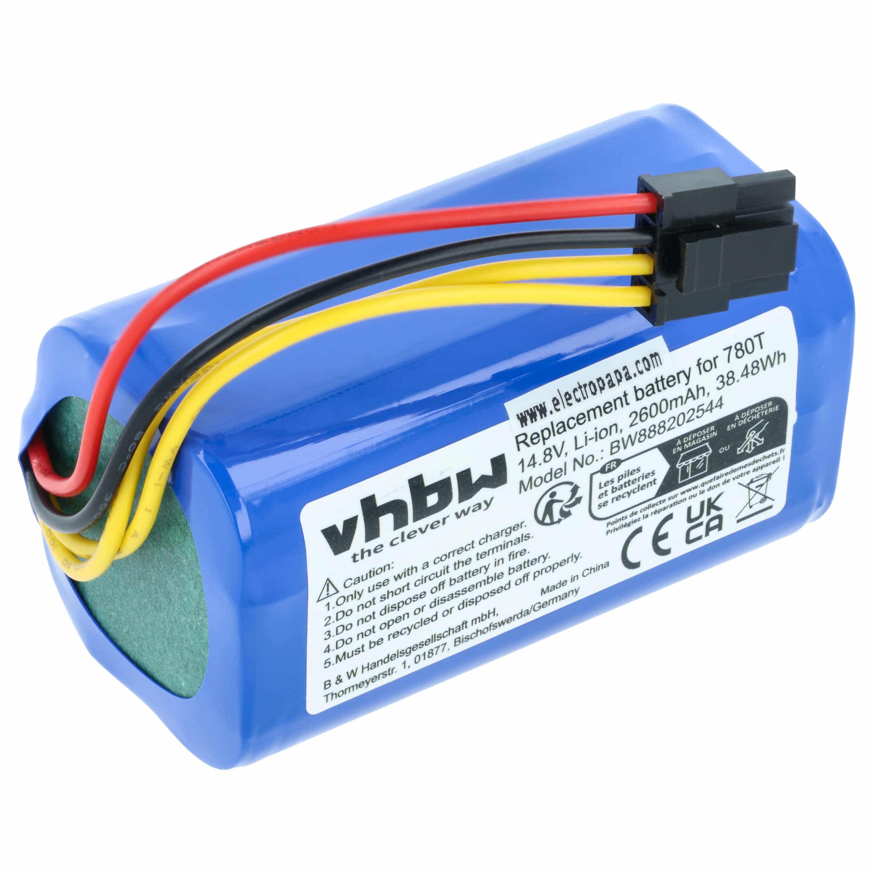 Battery replaces BLAUPUNKT 6.60.40.04-0, 6.60.40.05-0 for Blaupunkt etc. 2600mAh, 14.8V, Li-Ion