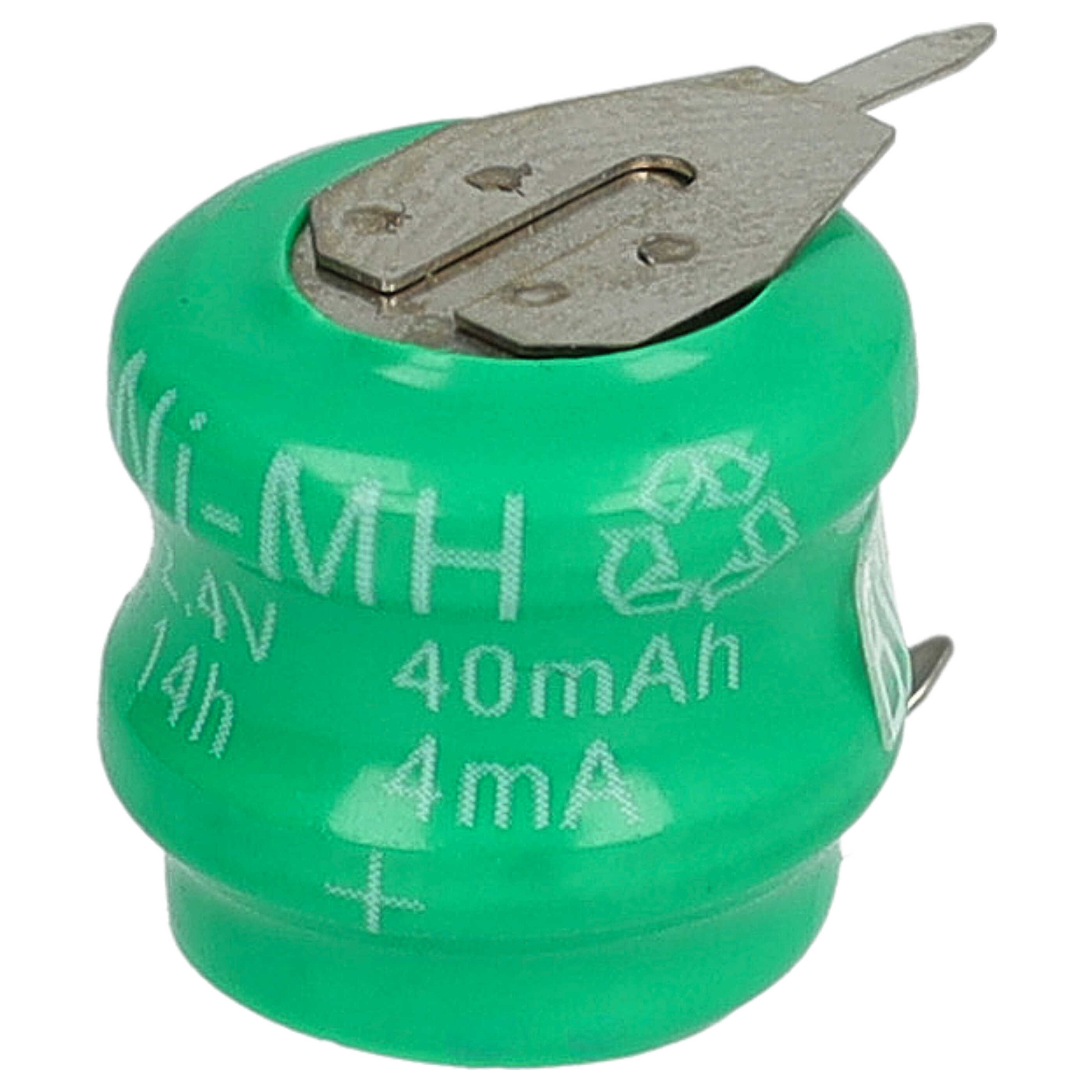 Knopfzellen-Akku (2x Zelle) Typ V40H 2 Pins für Modellbau-Akkus Solar-Leuchten uvm. - 40mAh 2,4V NiMH