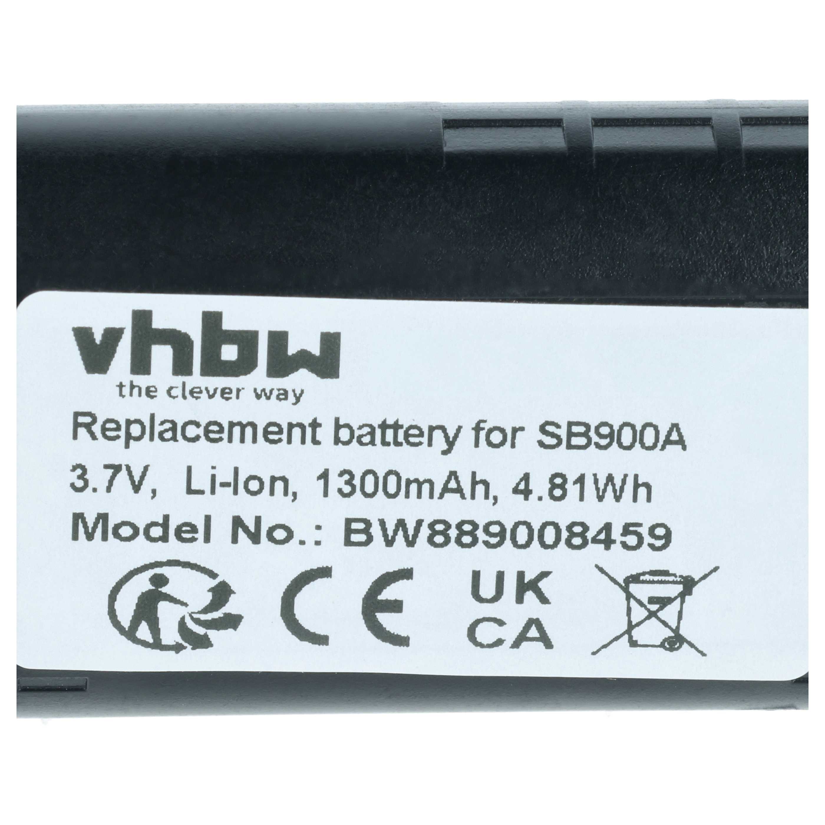 3x Batteries remplace Shure SB900A, 95A42465, SB900 pour système radio numérique Shure - 1300mAh 3,7V Li-ion