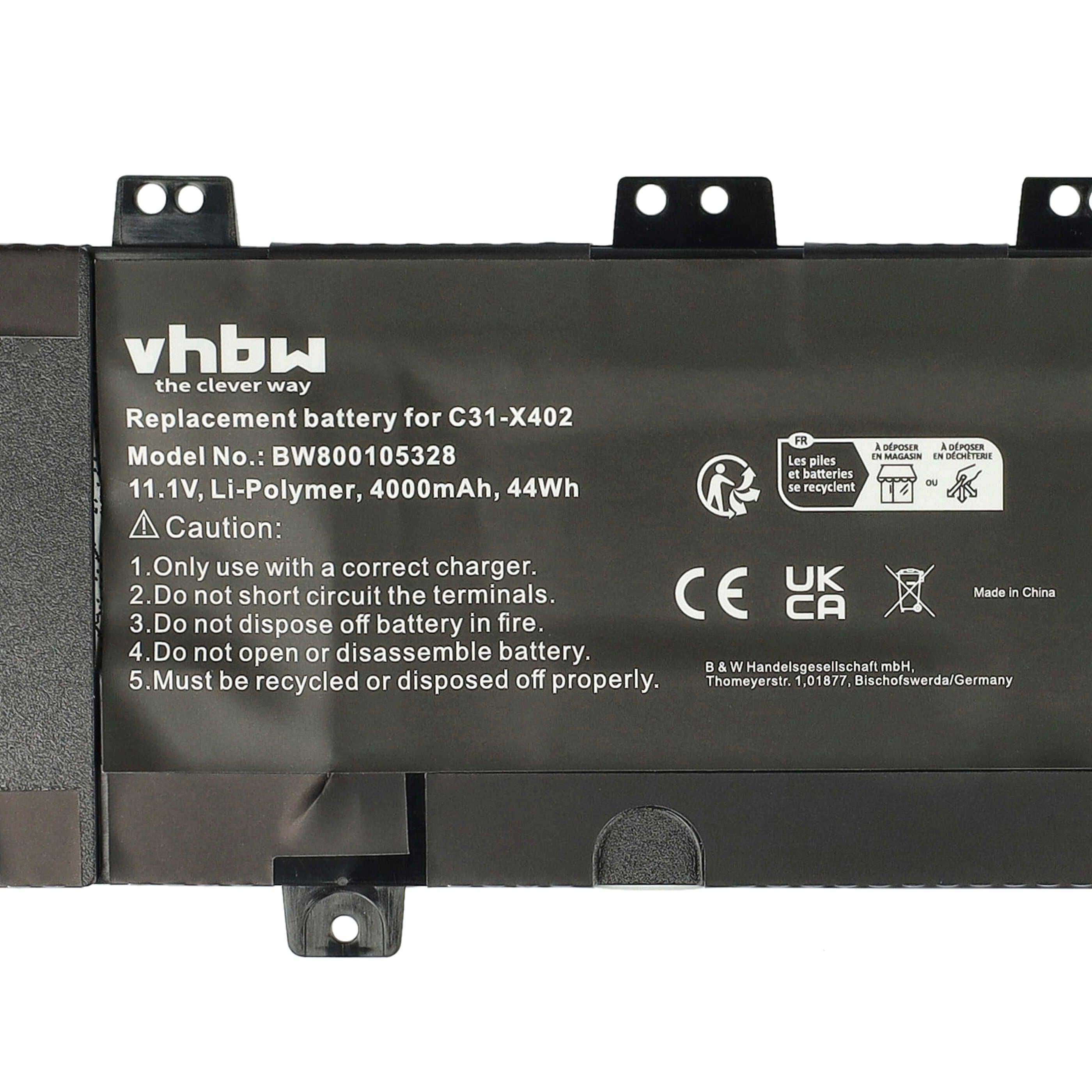 Batería reemplaza C31-X402 para notebook Asus - 4000 mAh 11,1 V Li-poli