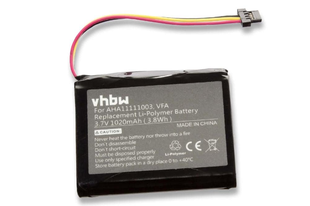 Batterie remplace TomTom AHA11111003 pour navigation GPS - 1020mAh 3,7V Li-ion