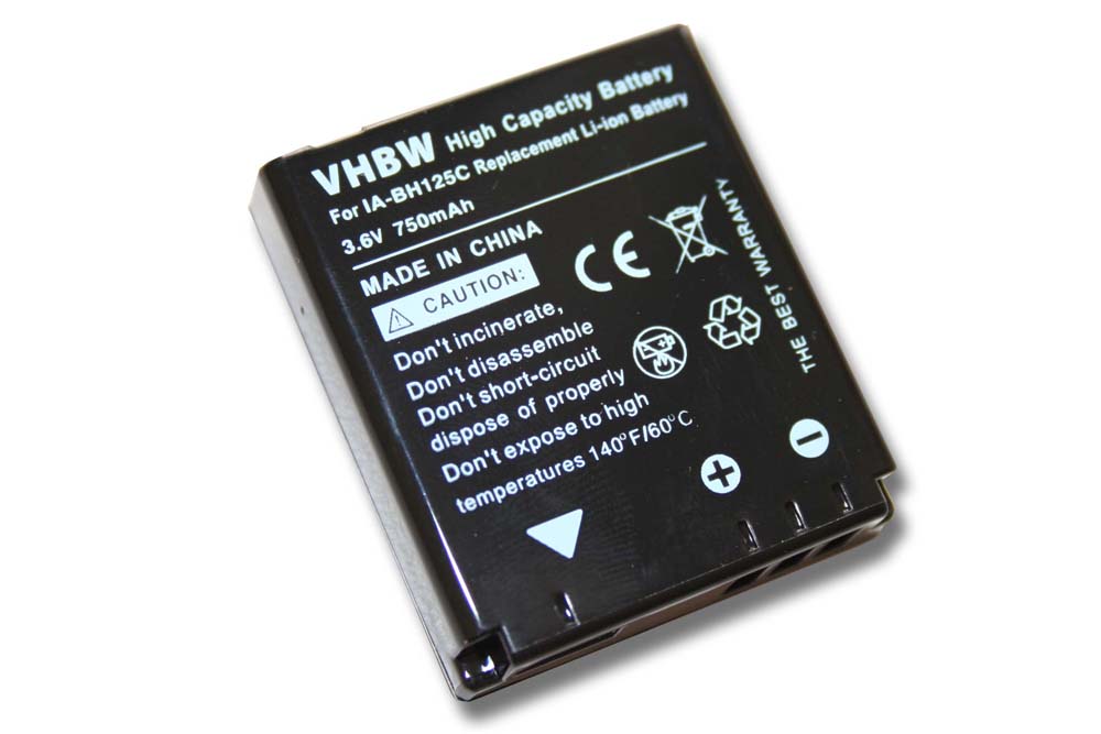 Batterie remplace Samsung IA-BH125C pour appareil photo - 750mAh 3,6V Li-ion
