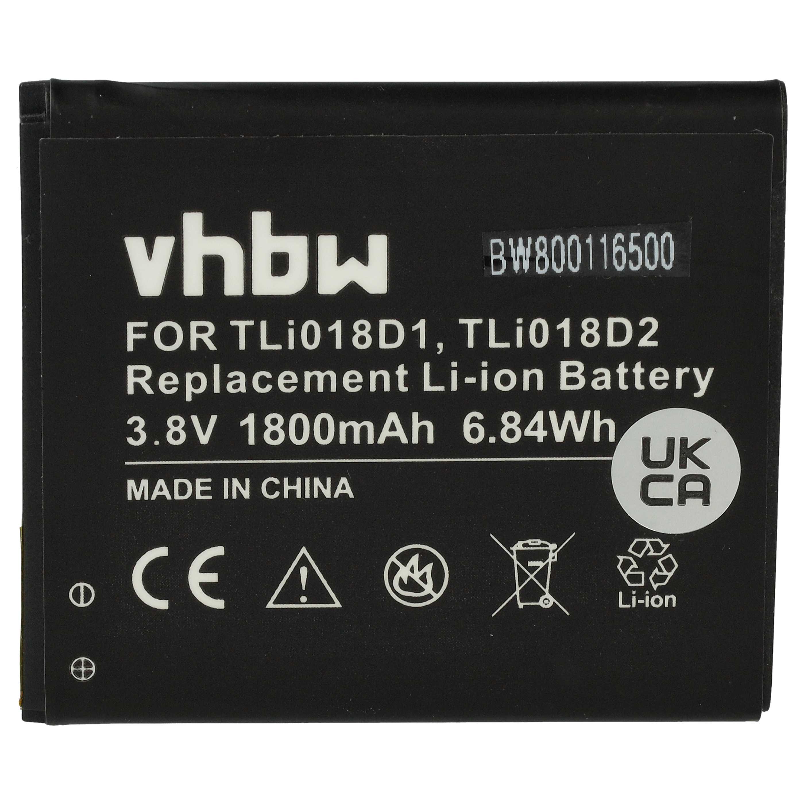 Akku als Ersatz für Alcatel TLi018D1, TLi018D2 - 1800mAh 3,8V Li-Ion