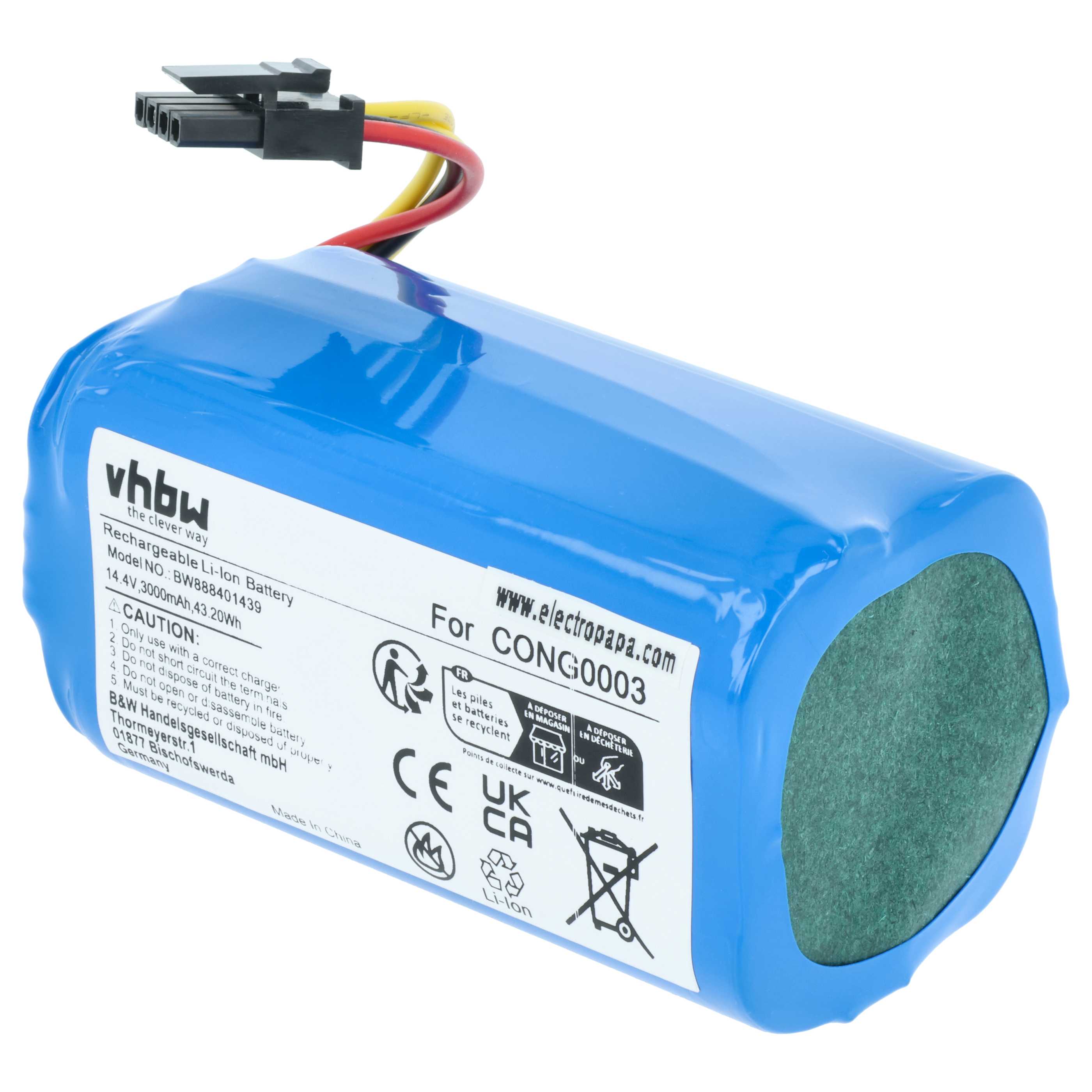 Battery replaces BLAUPUNKT 6.60.40.04-0, 6.60.40.05-0 for Blaupunkt etc. 3000mAh, 14.4V, Li-Ion