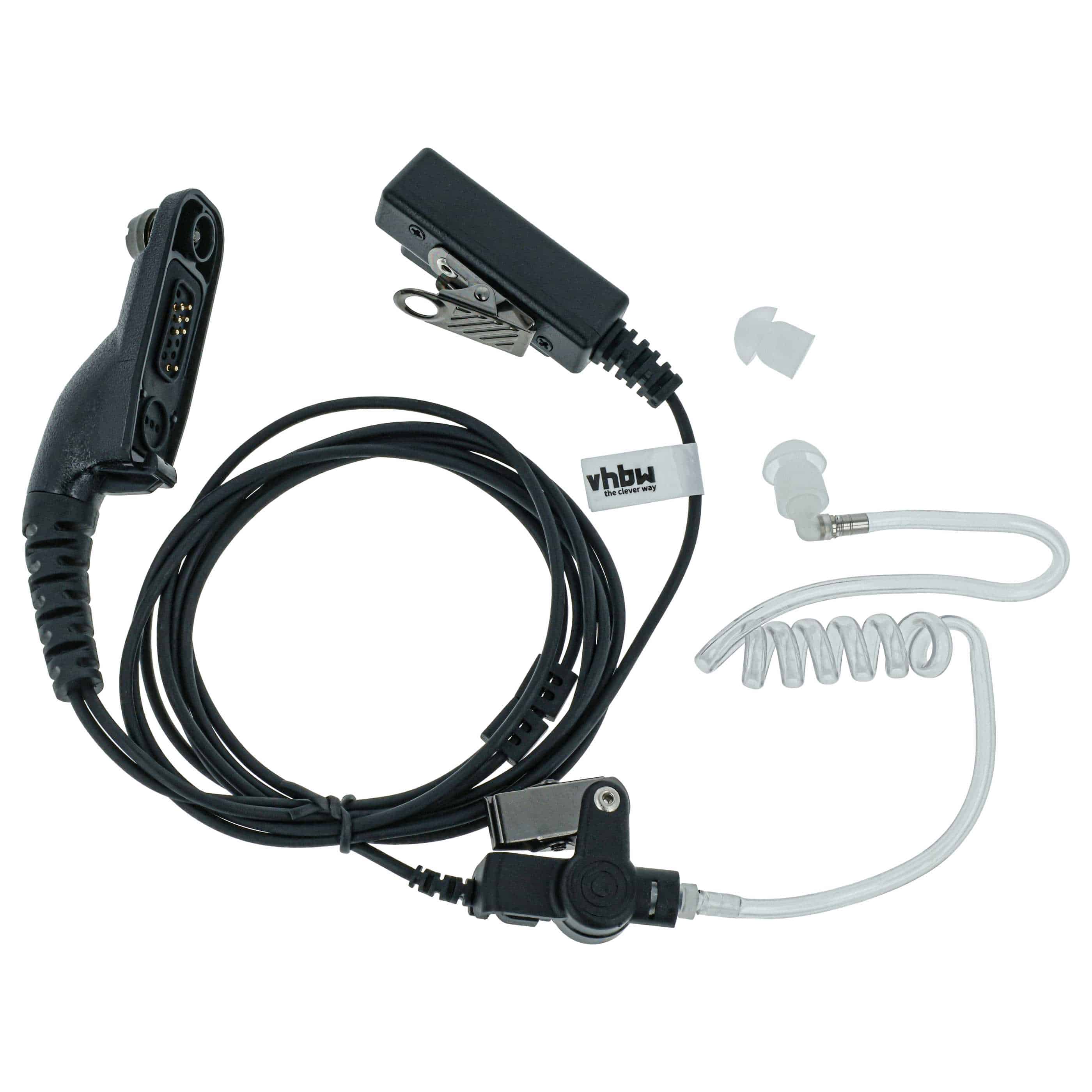 Security Radio Headset suitable for Motorola XiR P8200 - with PTT Microphone + Clip Mount + Phono Cable