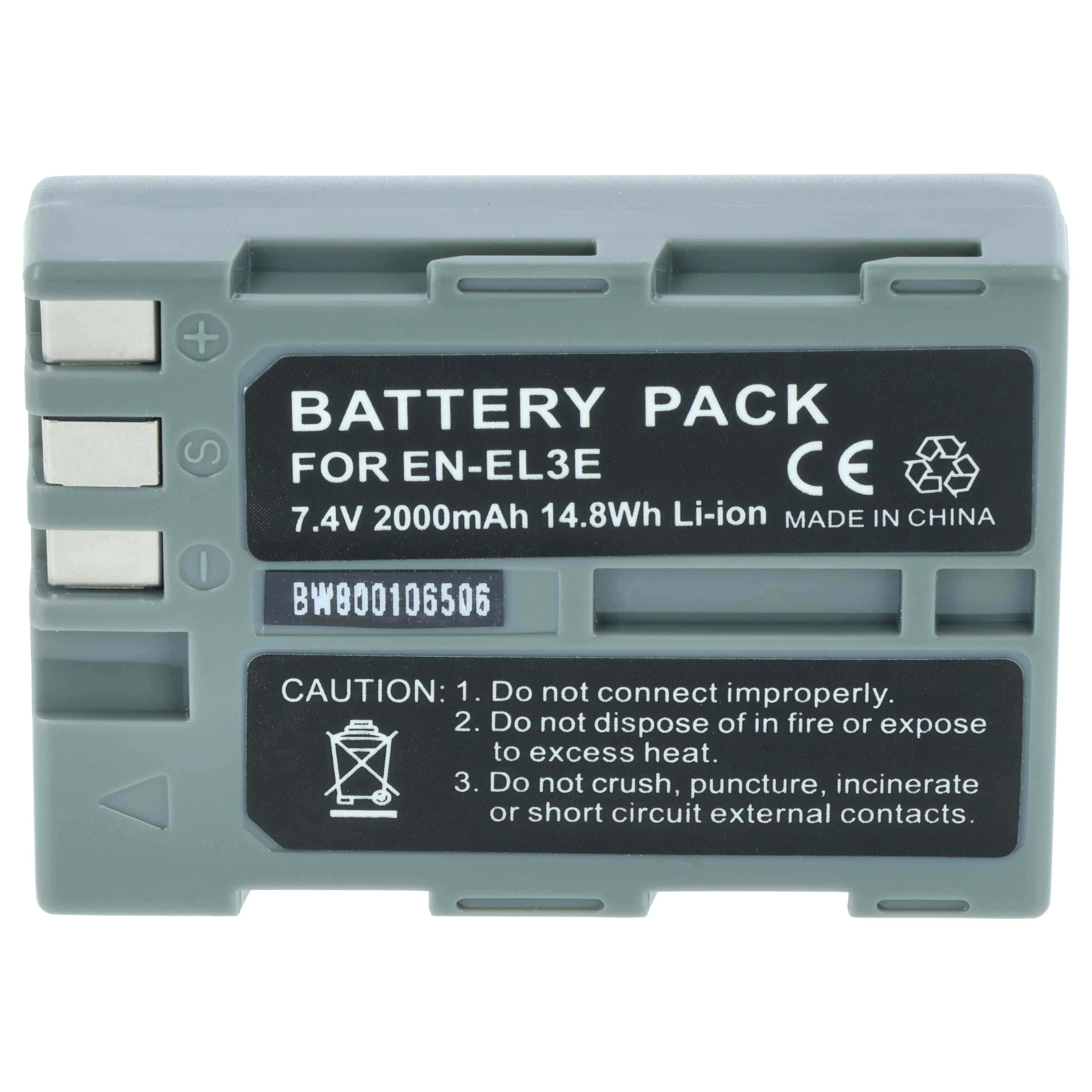 2x Battery replaces Nikon EN-EL3e, EN-EL3, EN-EL3a - 2000mAh, 7.2V, Li-Ion with Info Chip