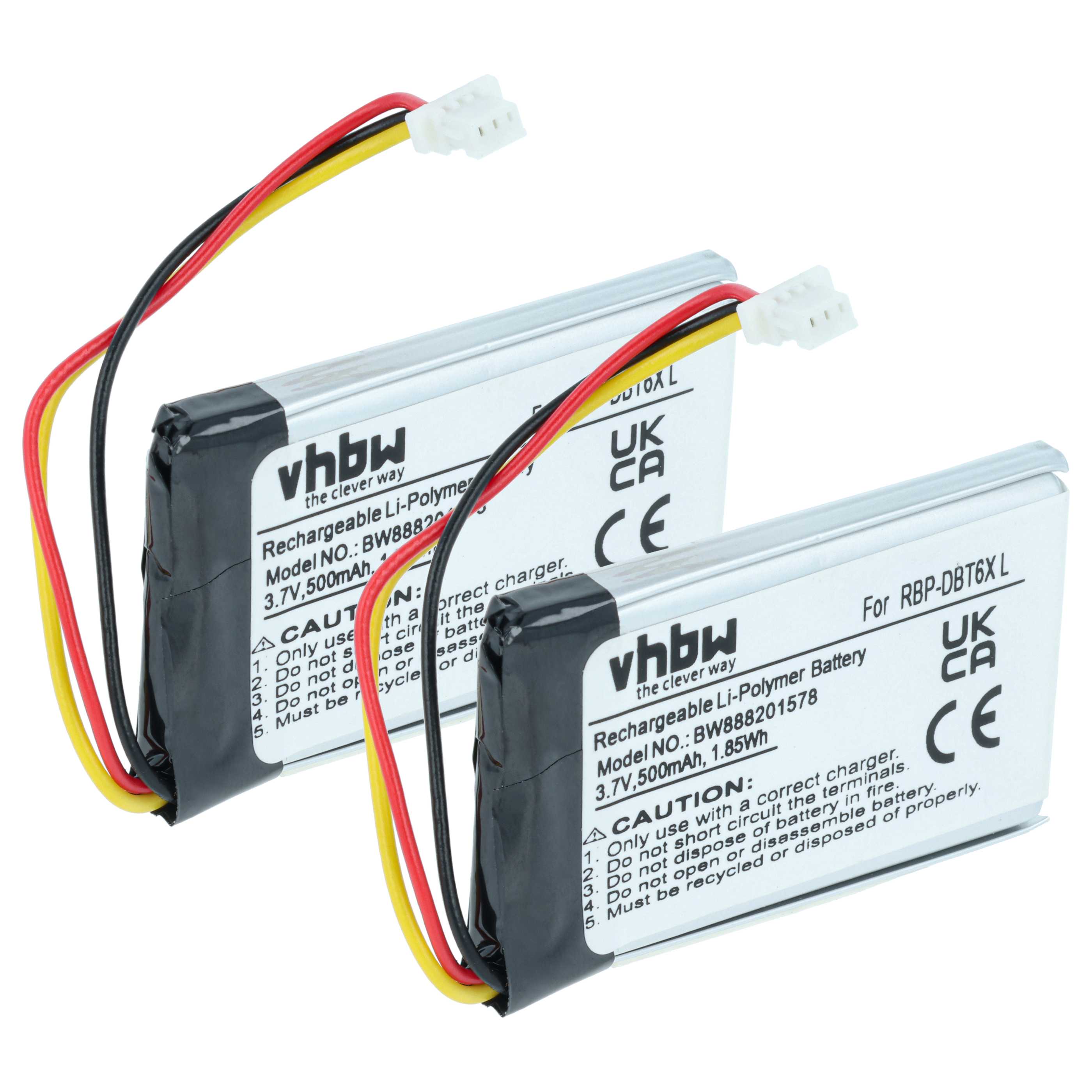 2x Akku als Ersatz für Datalogic 128004100, BT-41 für Datalogic Barcodescanner - 500mAh 3,7V Li-Polymer