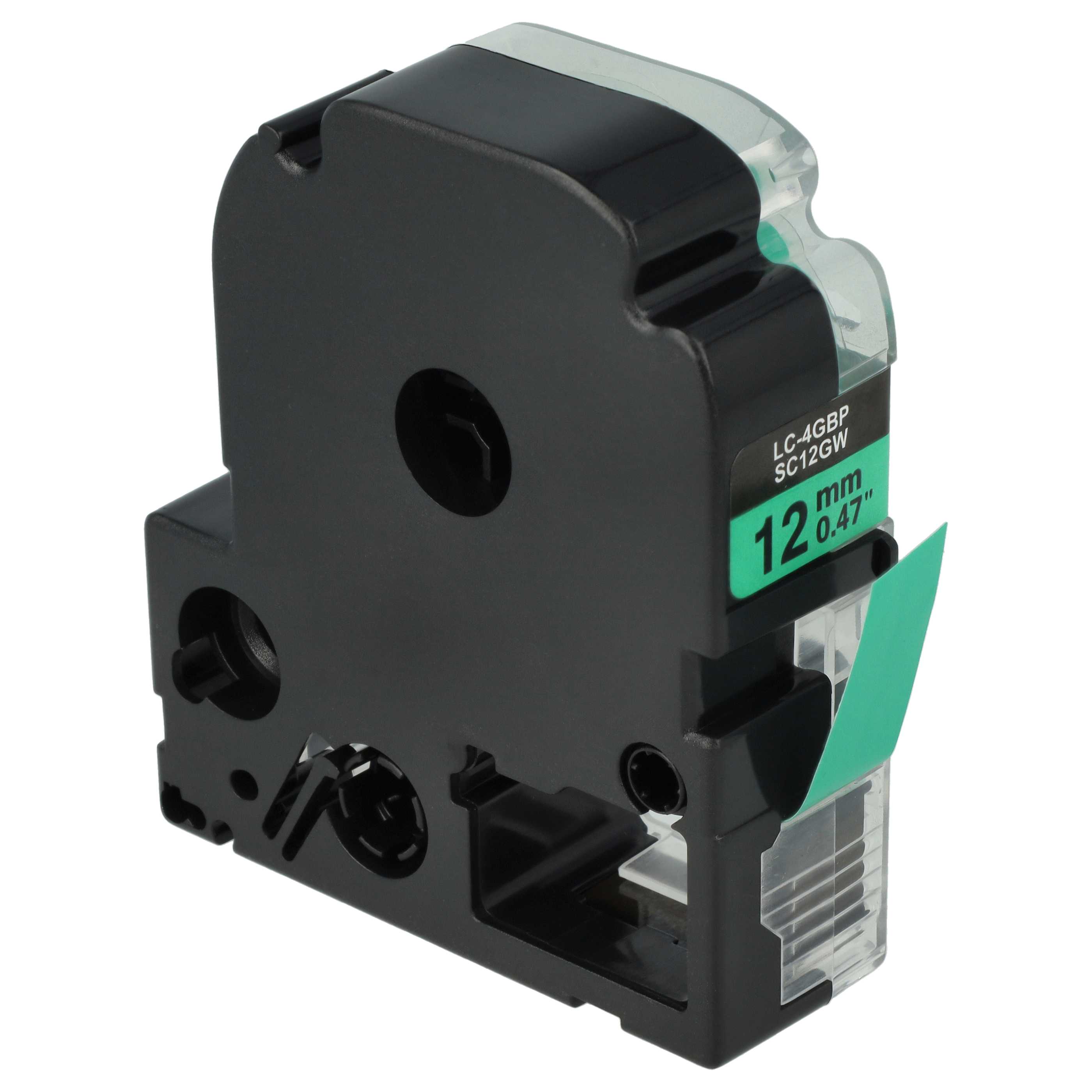 Label Tape replaces Epson LC-4GBP - 12 mm Black to Green