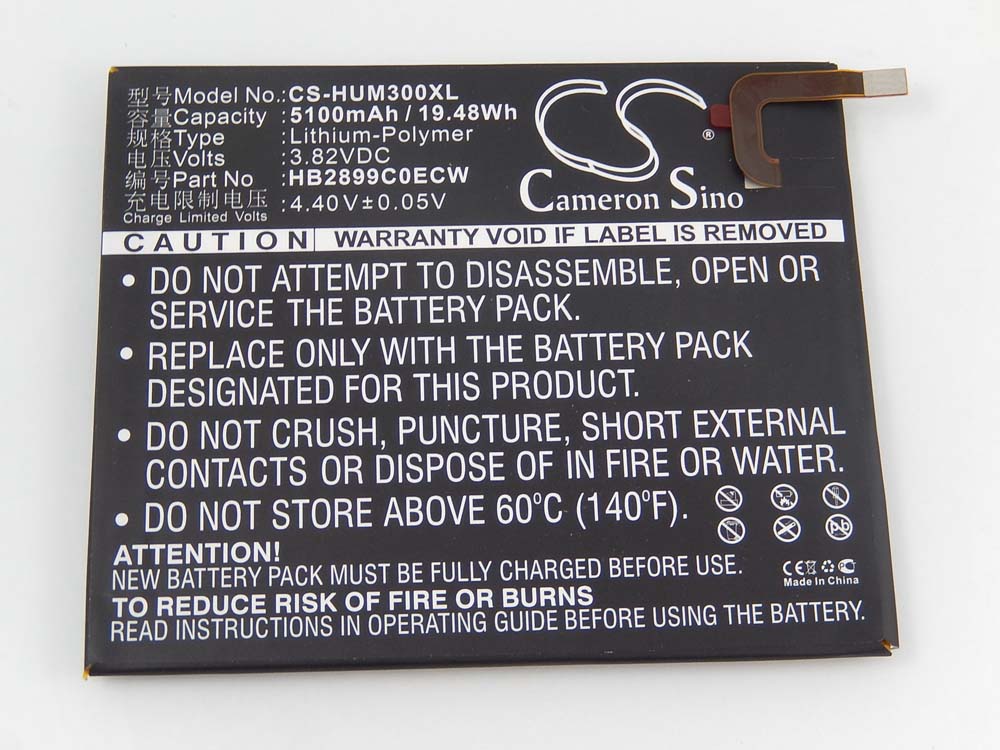 Batterie remplace Huawei HB2899C0ECW pour tablette - 5100mAh 3,82V Li-polymère