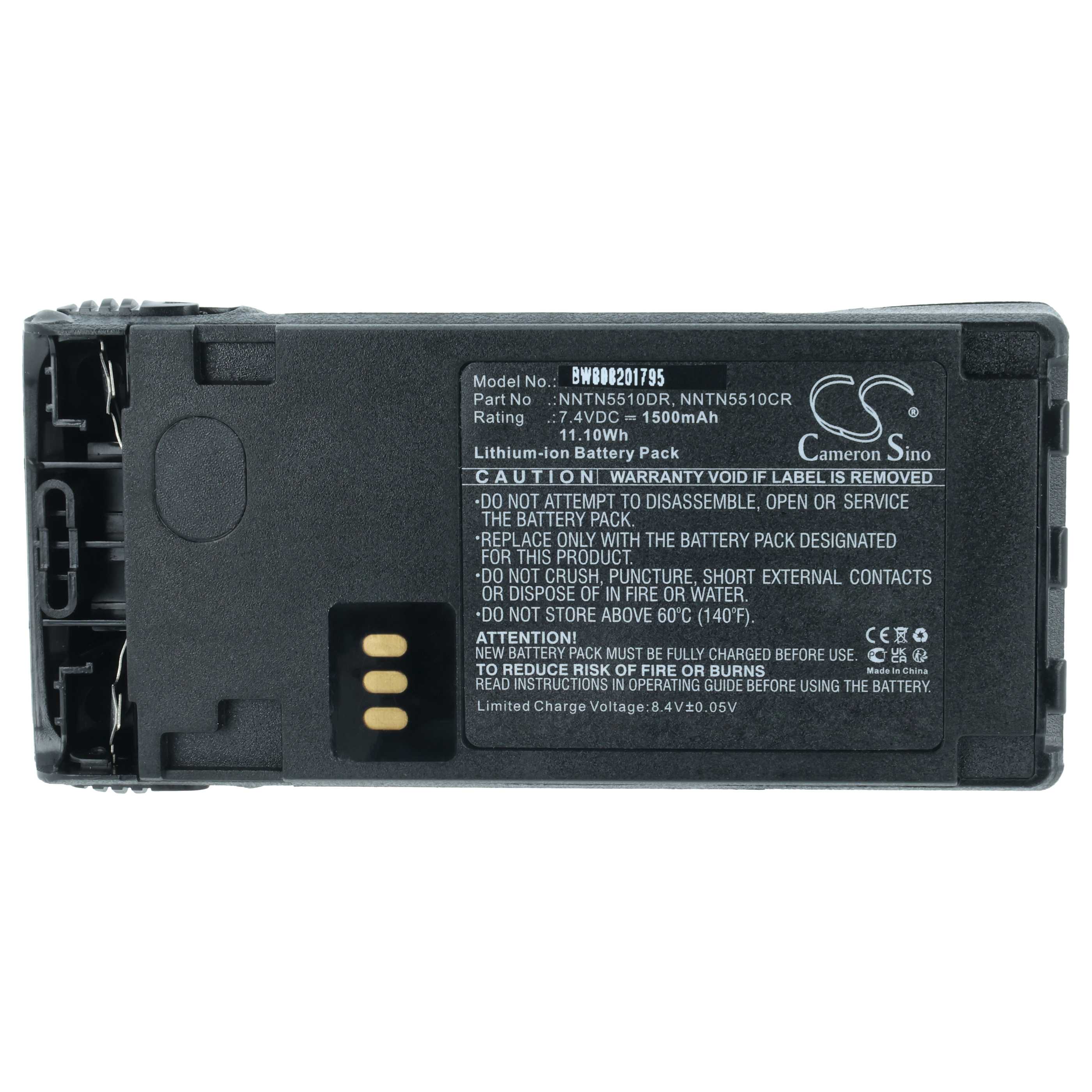 Radio 2x Battery replaces Motorola NNTN5510, NNTN5510BR, NNTN5510AR - 1500 mAh 7.4 V Li-Ion + Belt Clip