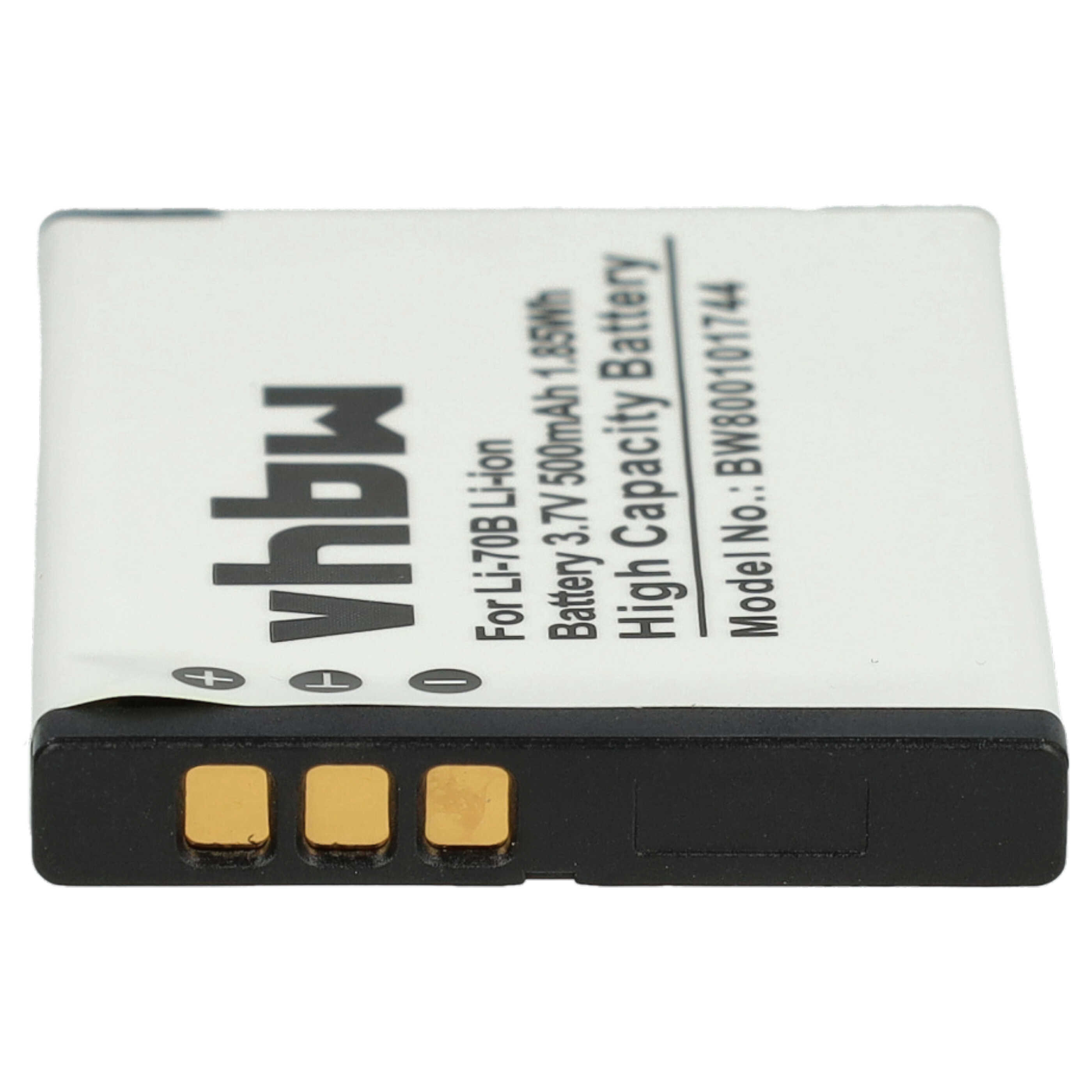 3x Battery replaces Olympus Li-70B - 500mAh, 3.7V, Li-Ion