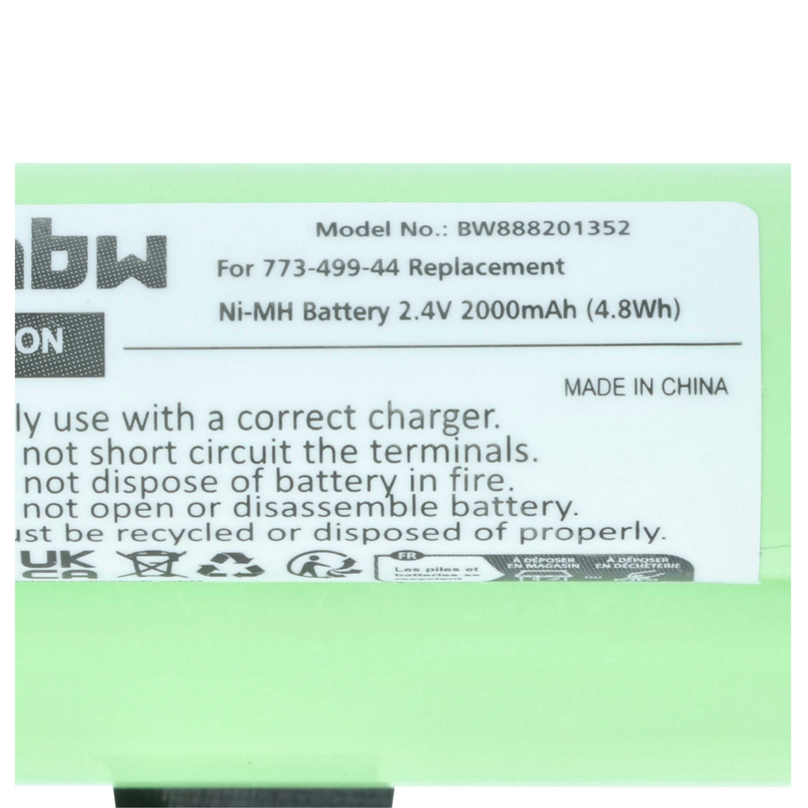 5x Akumulator do zdalnego sterowania zamiennik Demag 773-499-44 - 2000mAh 2,4V NiMH