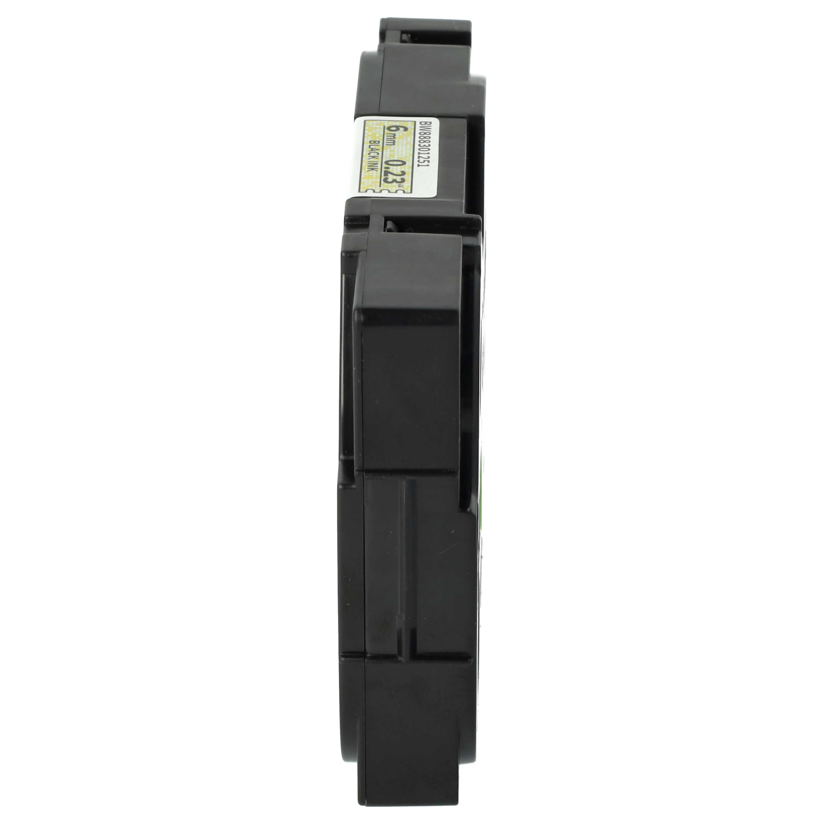 Cassette à ruban remplace Brother TZE-611L1 - 6mm lettrage Noir ruban Jaune paillettes