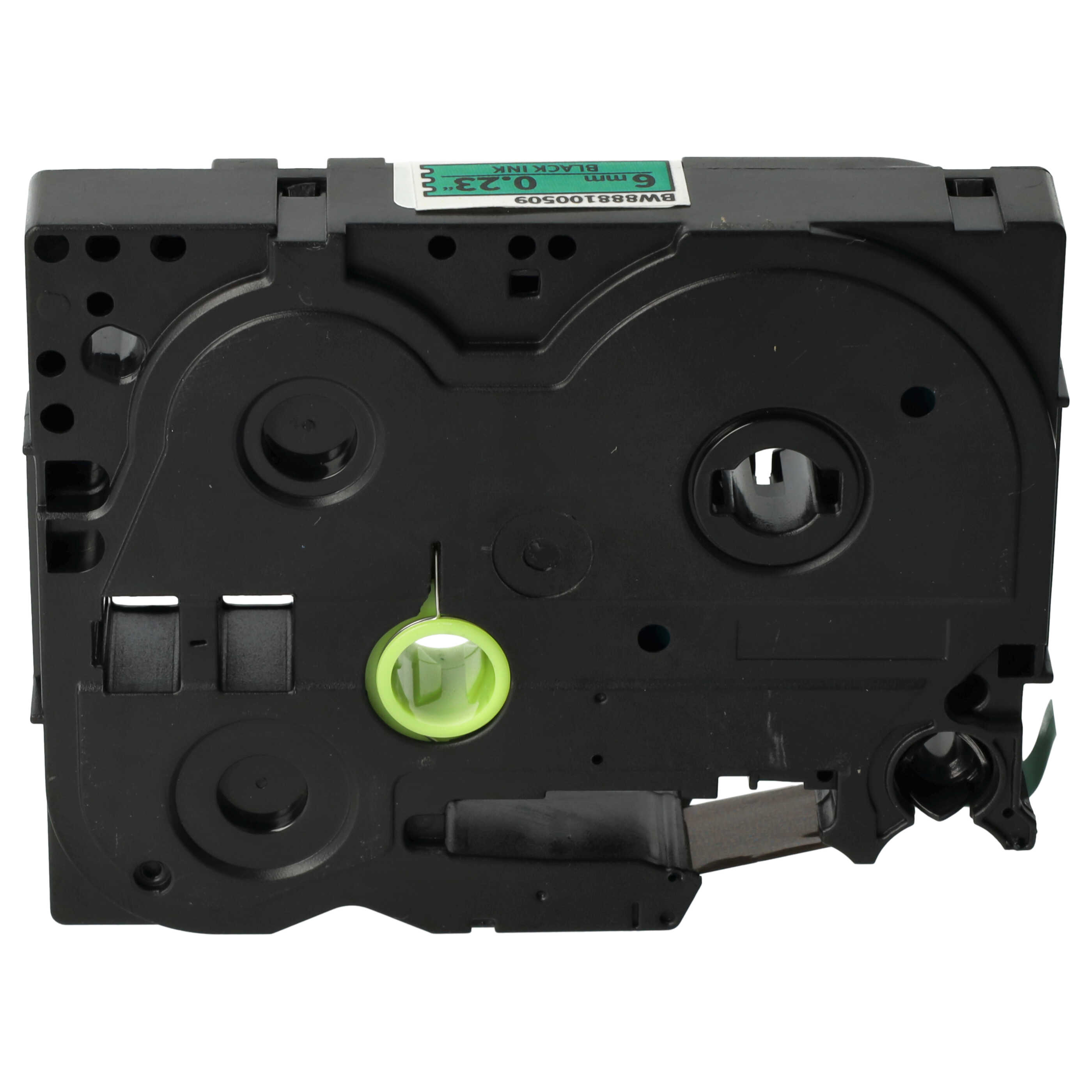 Label Tape as Replacement for Brother TZE-FX711, TZFX711, TZeFX711, TZ-FX711 - 6 mm Black to Green, Flexible