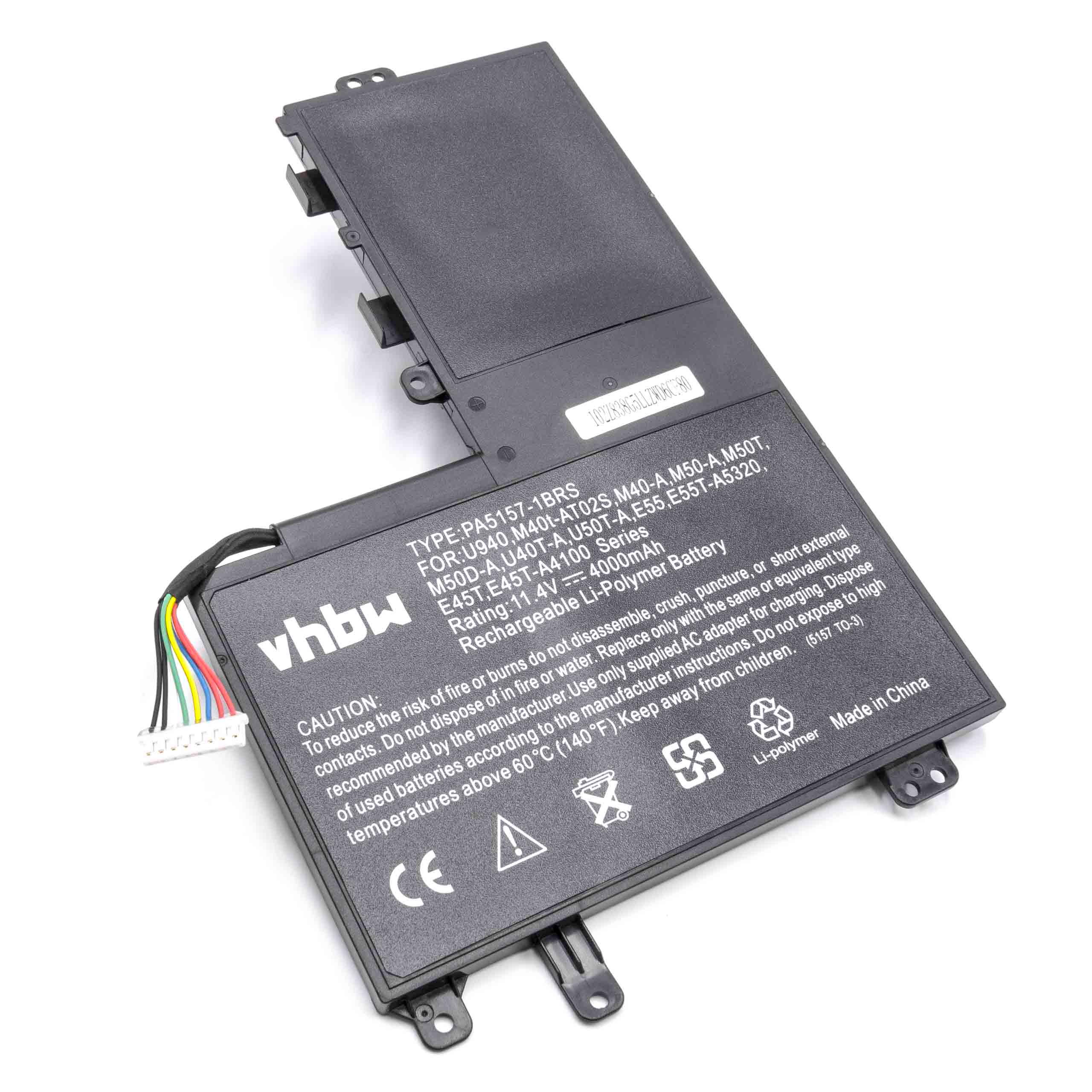 Batterie remplace Toshiba P31PE6-06-N01 pour ordinateur portable - 4000mAh 11,4V Li-polymère, noir