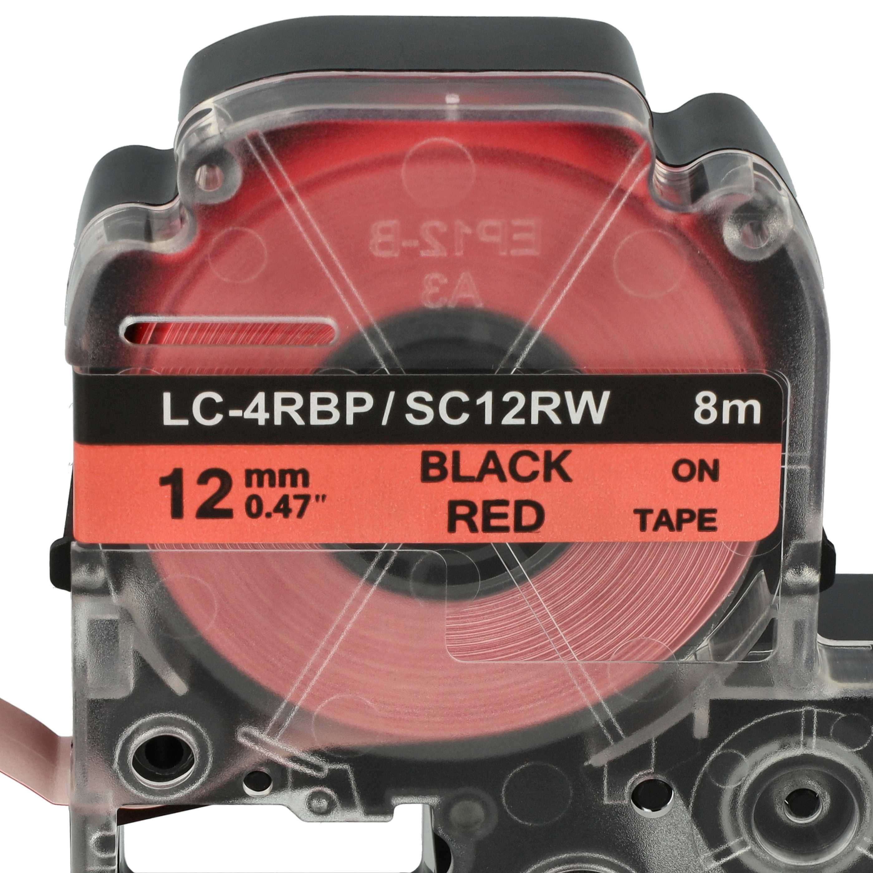 Label Tape replaces Epson LC-4YRN - 12 mm Black to Red