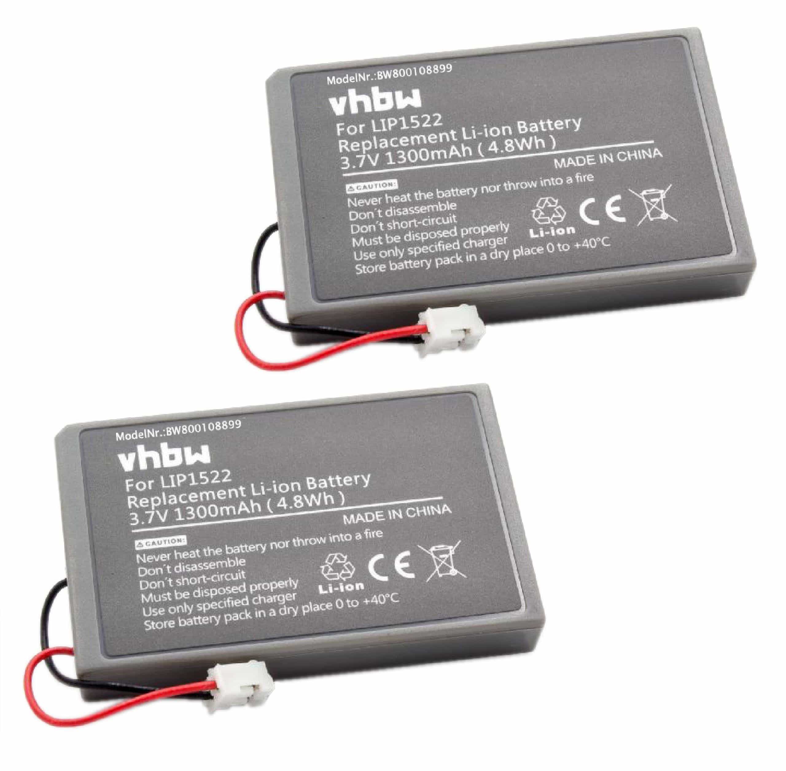 Batteries (2x pièces) remplace Sony LIP1522, KCR1410 pour manette - 1300mAh 3,7V Li-ion