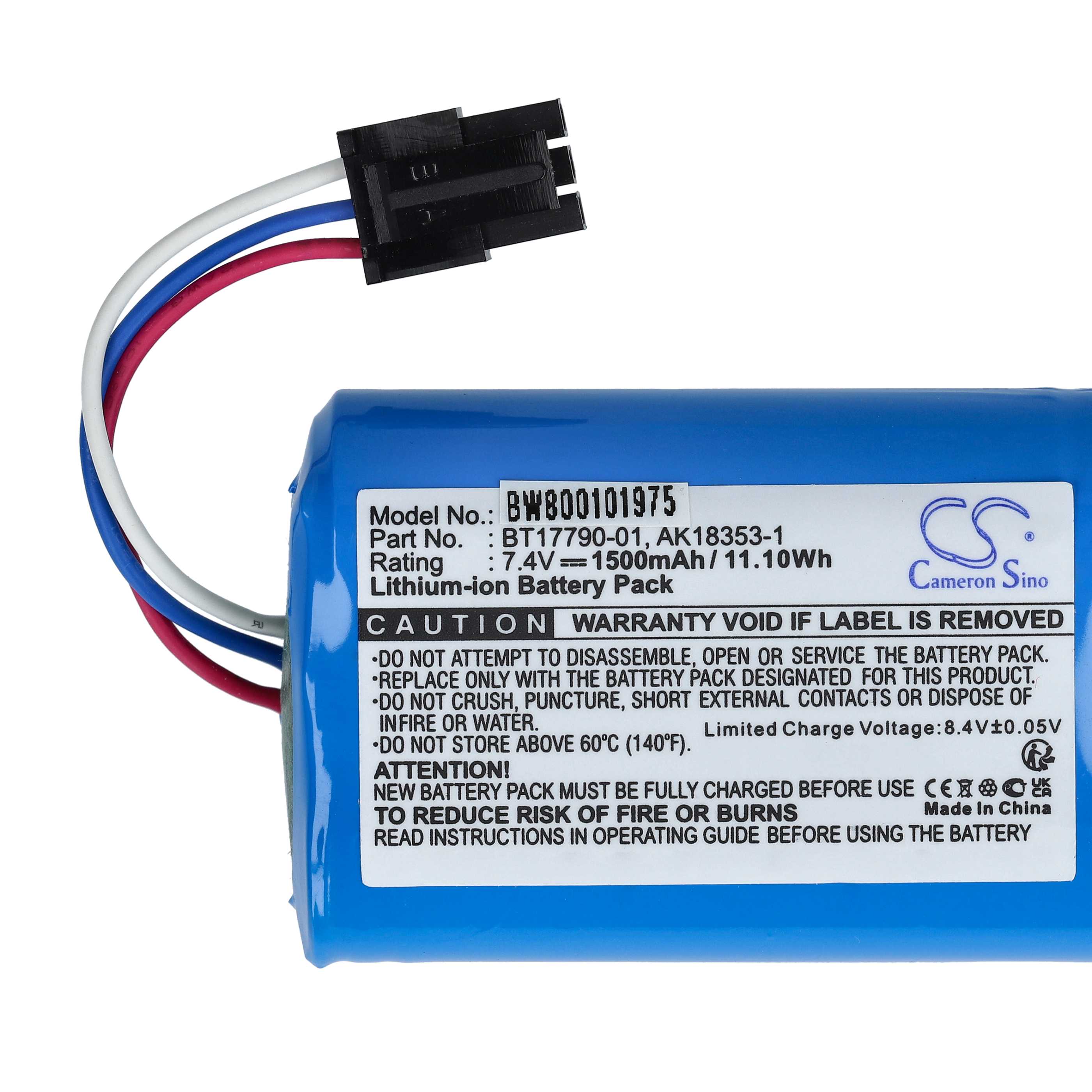 Printer Battery Replacement for Zebra BT17790-1, BT17790-2, M3I-0UB00000-03, AK18353-1 - 1500 mAh 7.4 V Li-Ion